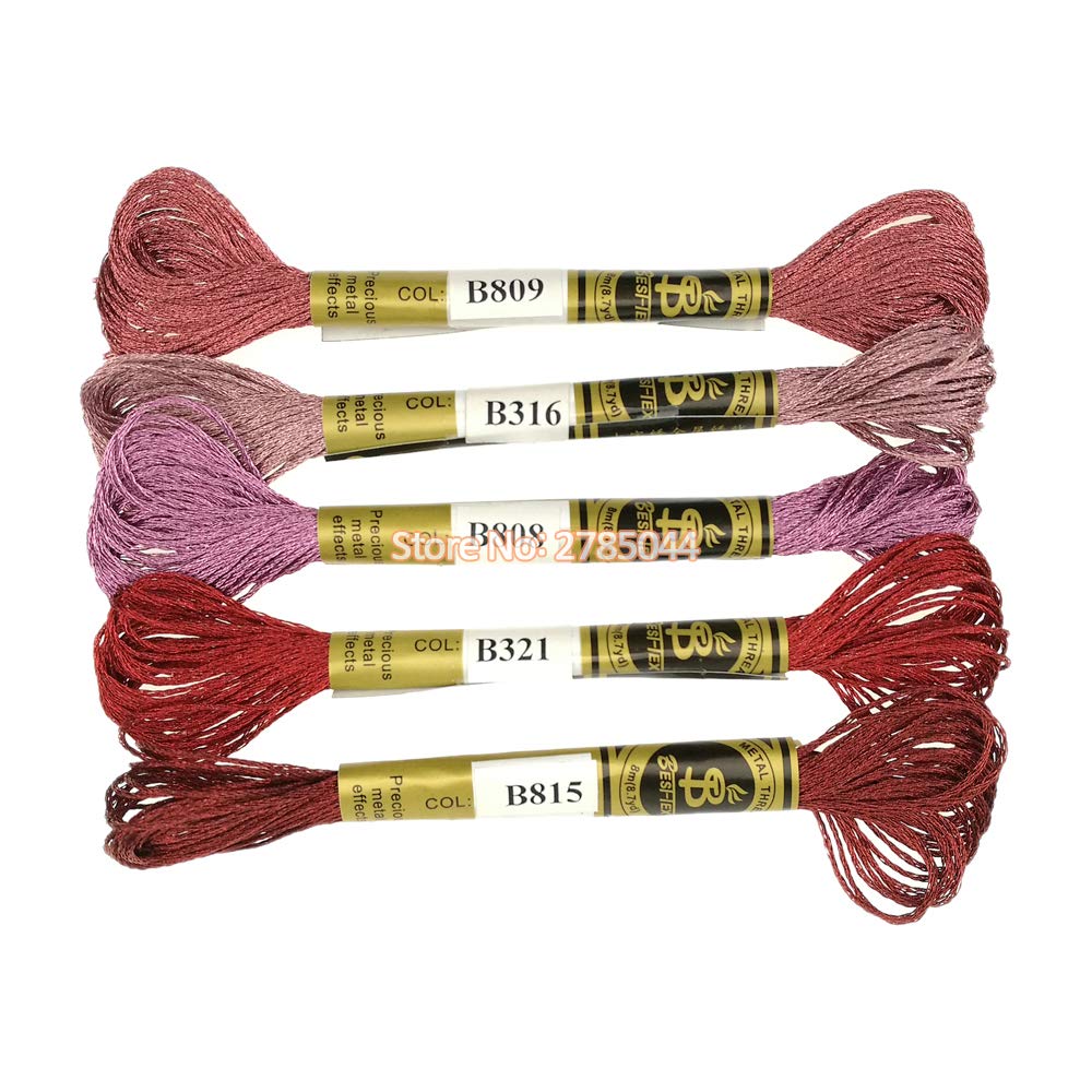 GUOCHENJIE Multicolor Metallic Embroidery Thread Shiny Cross Stitch Floss Threads on Skeins Sewing Kit