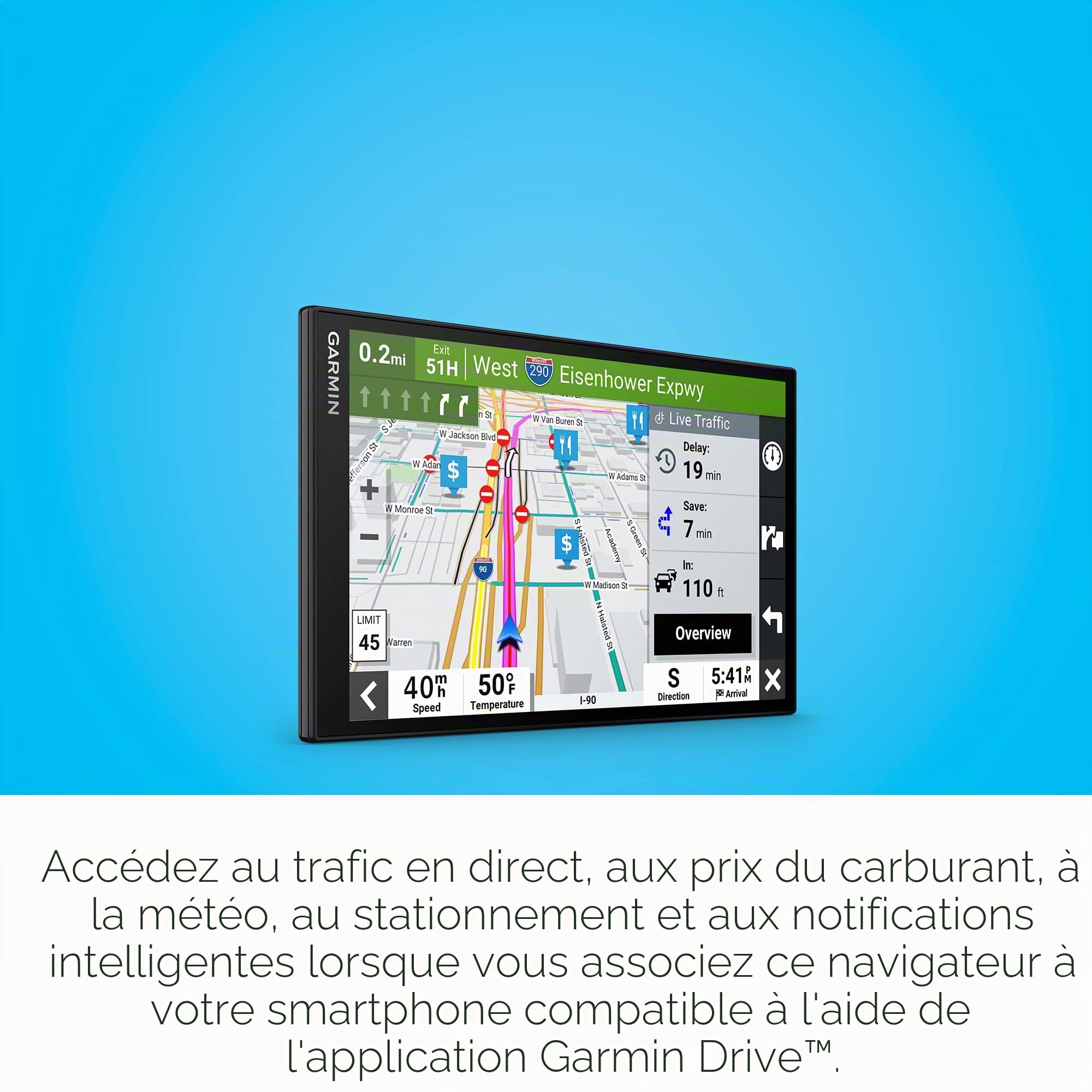 Garmin DriveSmart 86 Navigateur GPS pour Voiture avec Cartes Haute résolution et Assistance vocale Garmin 8"
