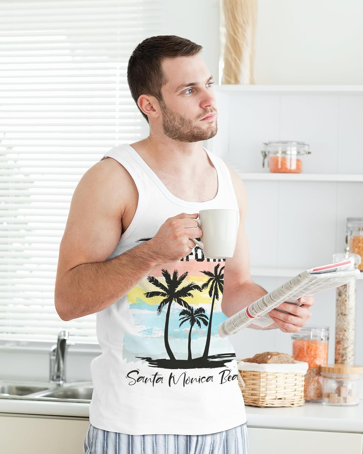 Nidoul Mens Beach Tank Tops Summer Graphic Palm Tree Sleeveless Shirts for Men Vacation Gym Running Workout Tank Top - Image 6