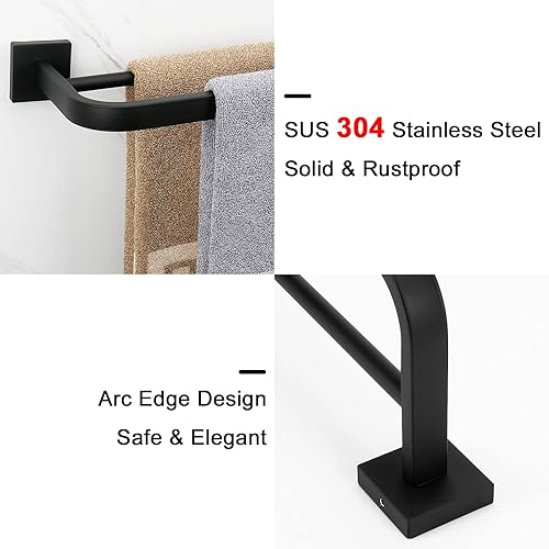 Miniatura 10 de NearMoon Toallero de baño doble, accesorios de baño, toallero grueso de acero inoxidable para bañococina, elegante soporte para toallas con borde de