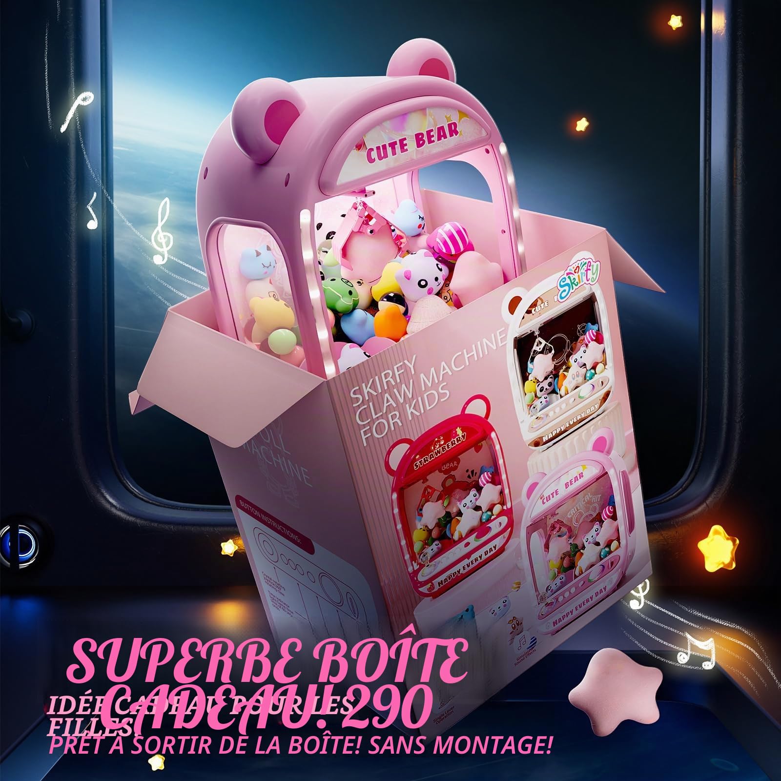 Skirfy Claw Machine pour enfants, jouets licornes pour filles de plus de 6 ans, mini machine de vente d'arcade avec Toy Candy Dispenser, jouet à griffes, cadeau