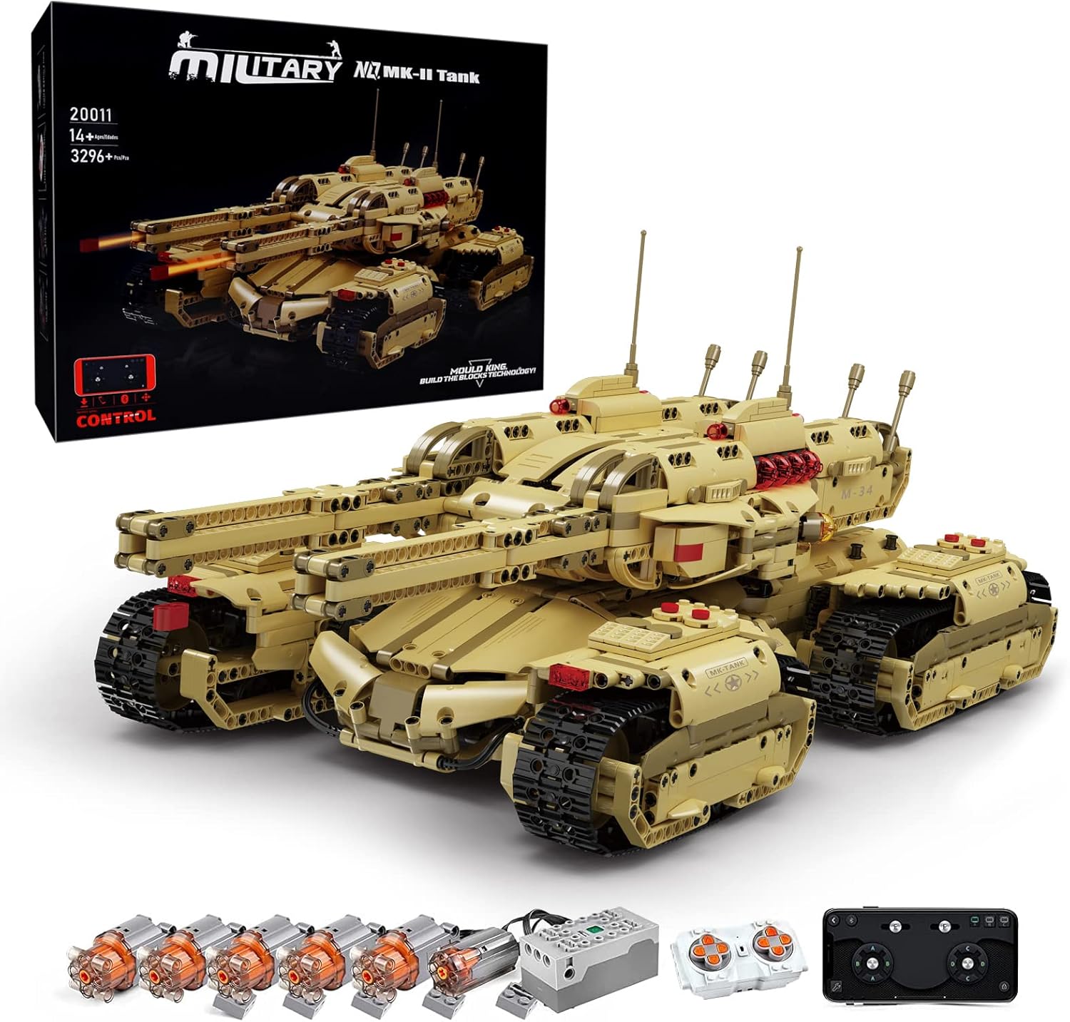 Mozewa 20011 Technology Tank Building kits, 3296 Pieces MOC Bricks Toys