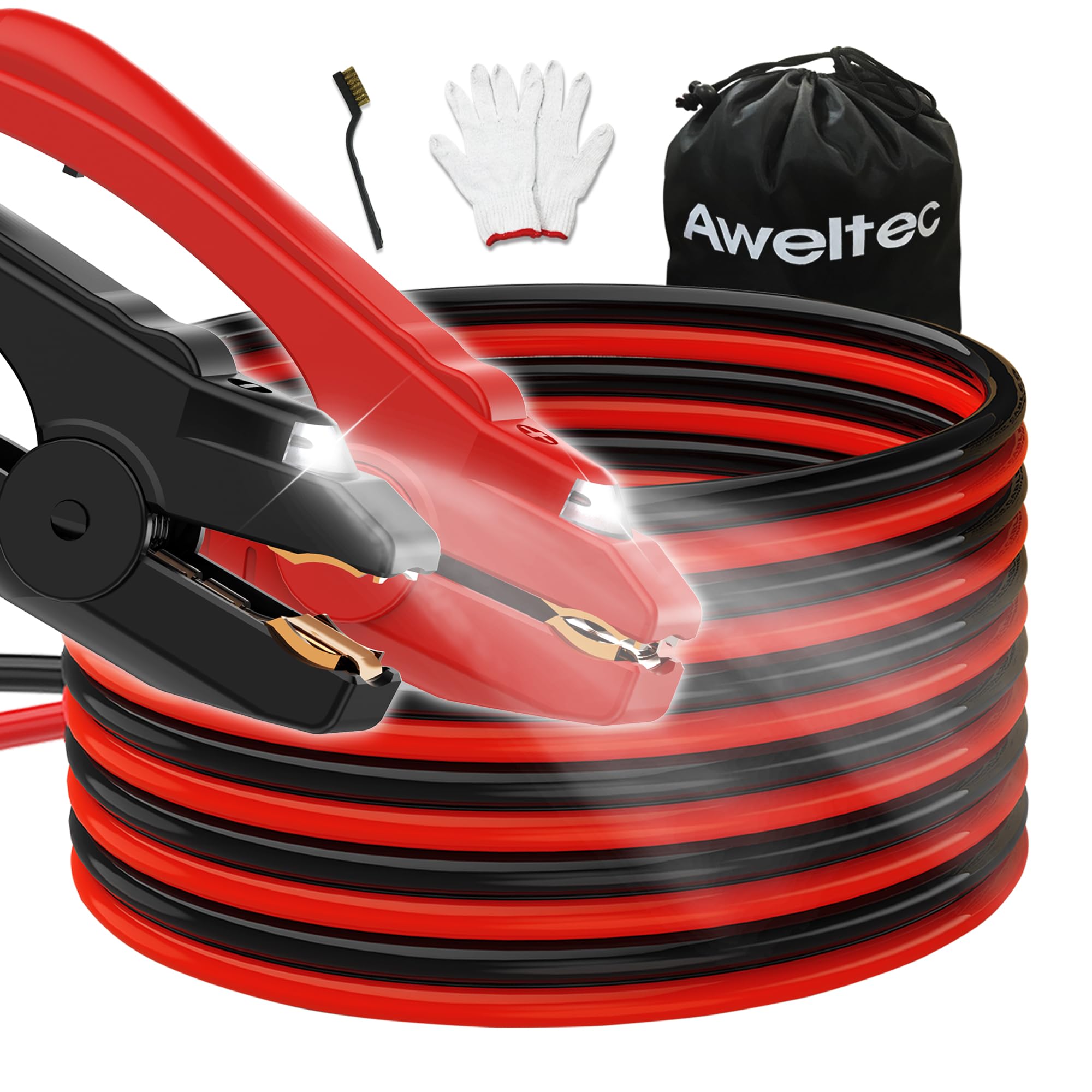 6 Gauge 16 Feet Jumper Cables with LED Light