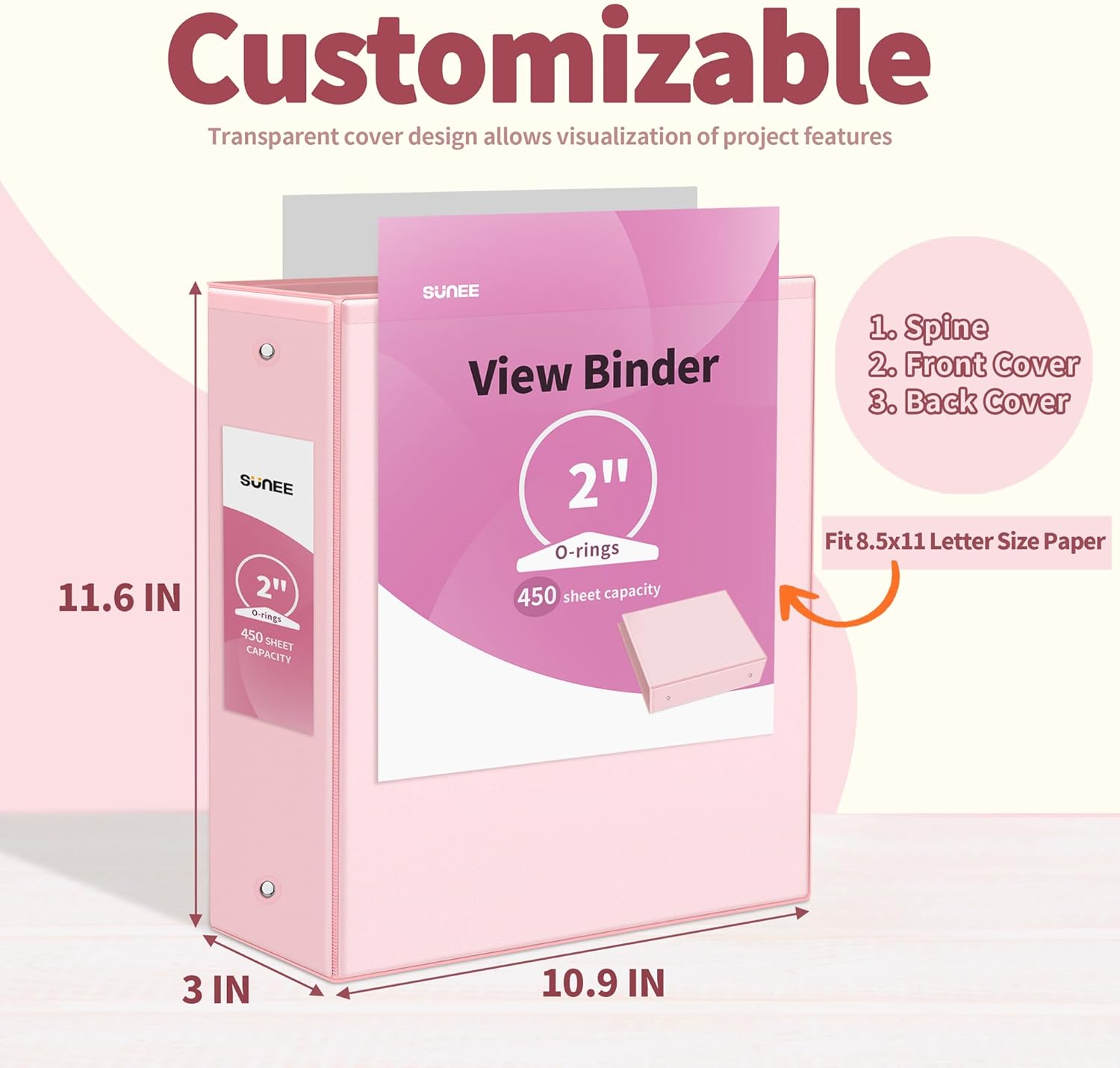 SUNEE Binder & Sheet Protector Bundle, 4pcs 2IN 3-Ring Binders & 50pcs Clear Sheet Protectors, 8.5x11