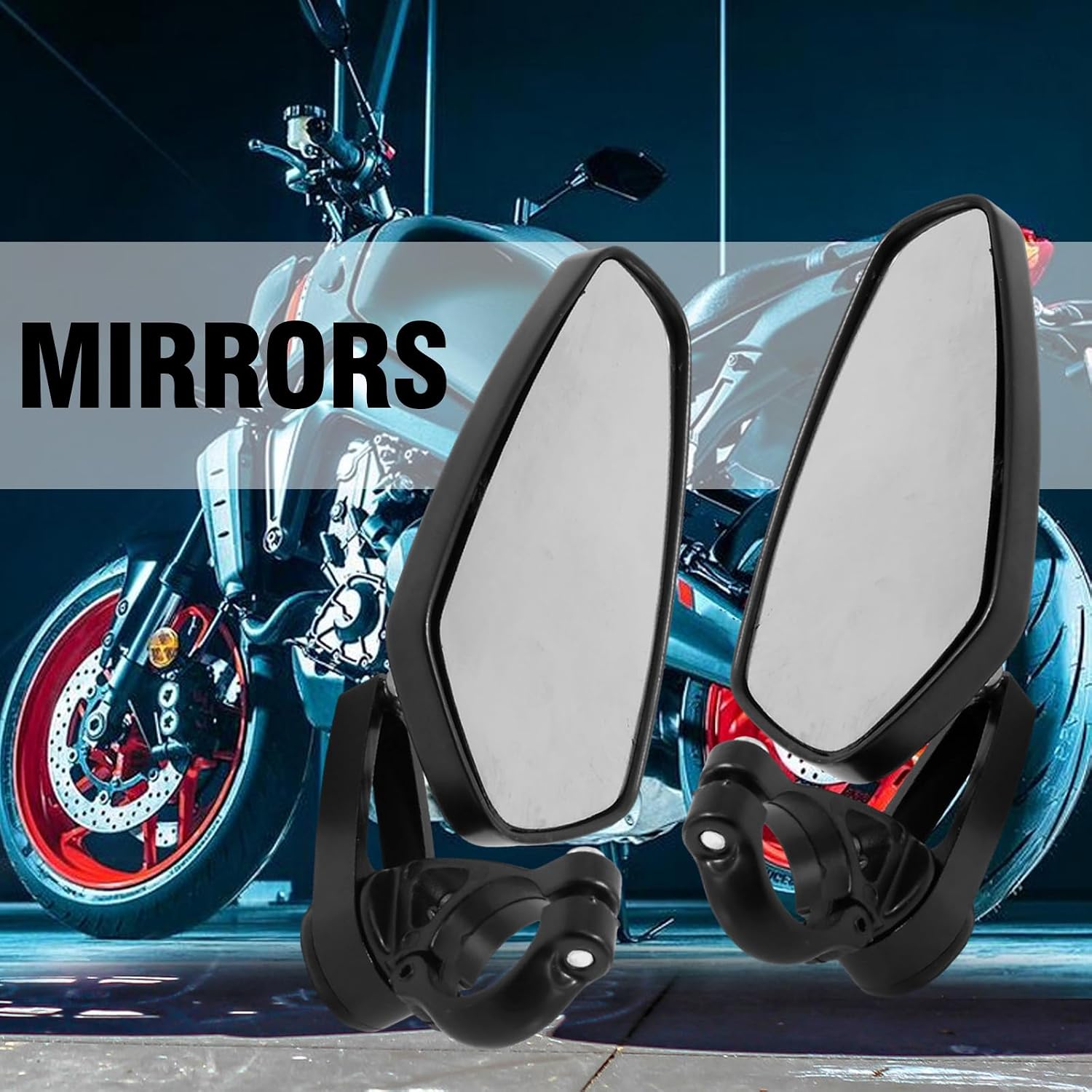 Saihisday 2Pcs Motorcycle Handle Bar End Mirror Universal 7/8" Handle Replacement for Honda CB1000R CB600F, Kawasaki Z1000 ER-6F, Suzuki GSF1250 SFV650, Yamaha XJR1300 MT-01