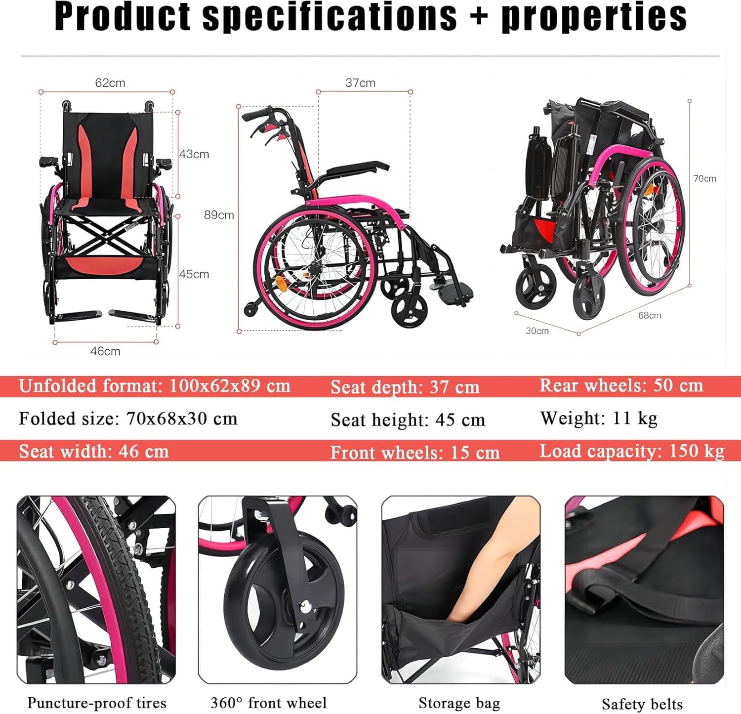 Silla De Ruedas De Viaje Ultraligera,Silla Ruedas Plegable Liviana para El Hogar Y La Carretera,Silla Ruedas Activa Aluminio,Sillas Ruedas Autopropulsadas,Reposabrazos Giratorios