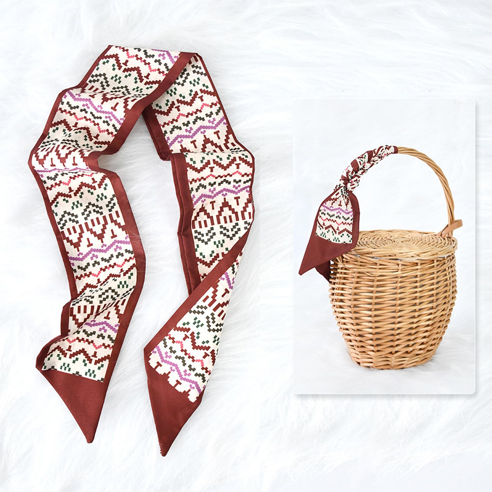 Bolso de mano para mujer, accesorios para el cuello para el cabello, bufandas, bolso de tacto de seda, bufandas con asa de moda, ligero, Dama roja 3
