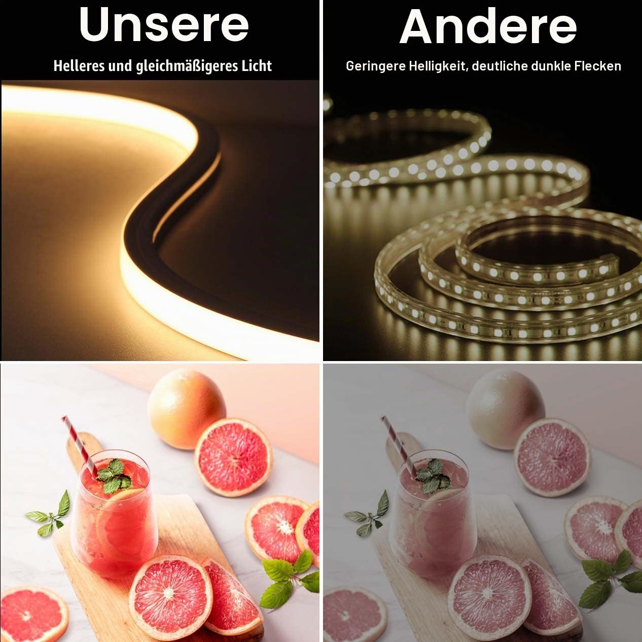 YOODI Neon LED Strip 10M, 230V LED Strip Outdoor Warmes Licht LED Flexible Lichtleisten 120LED/M, PVC Schneidbare Wasserdichte IP65 Neonlichter für Indoor Outdoor, Inklusive Netzteil