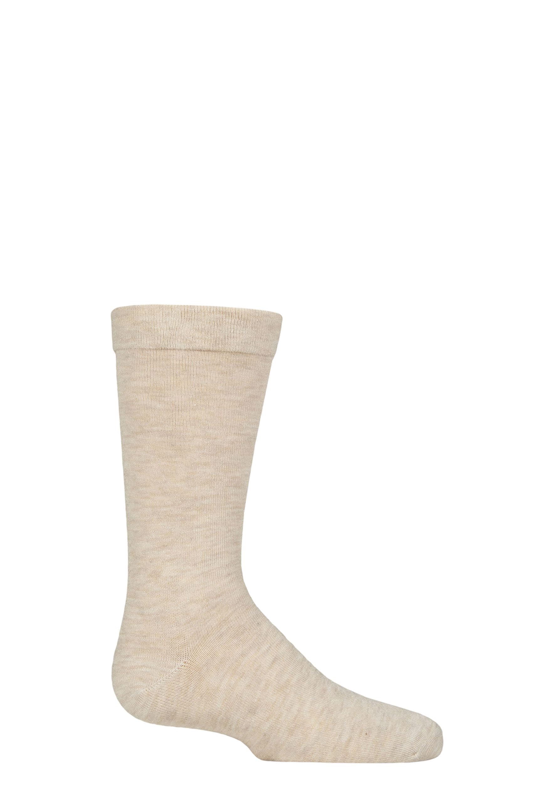 SockShop Kids’ Bamboo Socks with Comfort Cuff and Hand Linked Toes, Plain Bright Solid Striped Colours, Soft and Breathable, 1 Pair Pack Beige 12.5-3.5