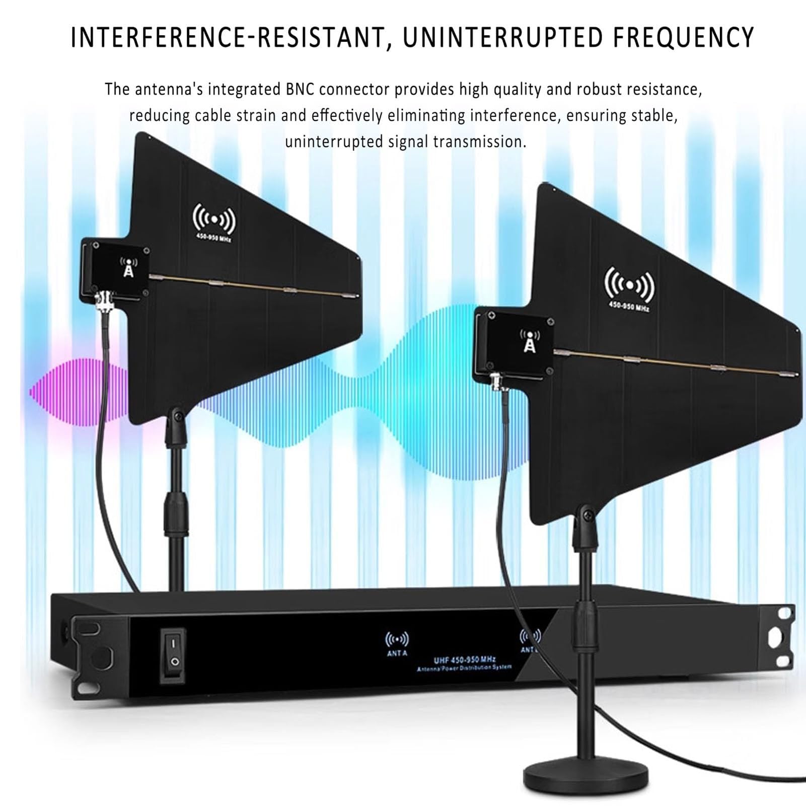 Amplificatore Segnale Wireless per Microfono con Antenna Uhf Direzionale Attiva, 8 Ingressi/Uscite Frequenza 450-950mhz per Spettacoli Teatrali, Matrimoni E Spettacoli dal Vivo