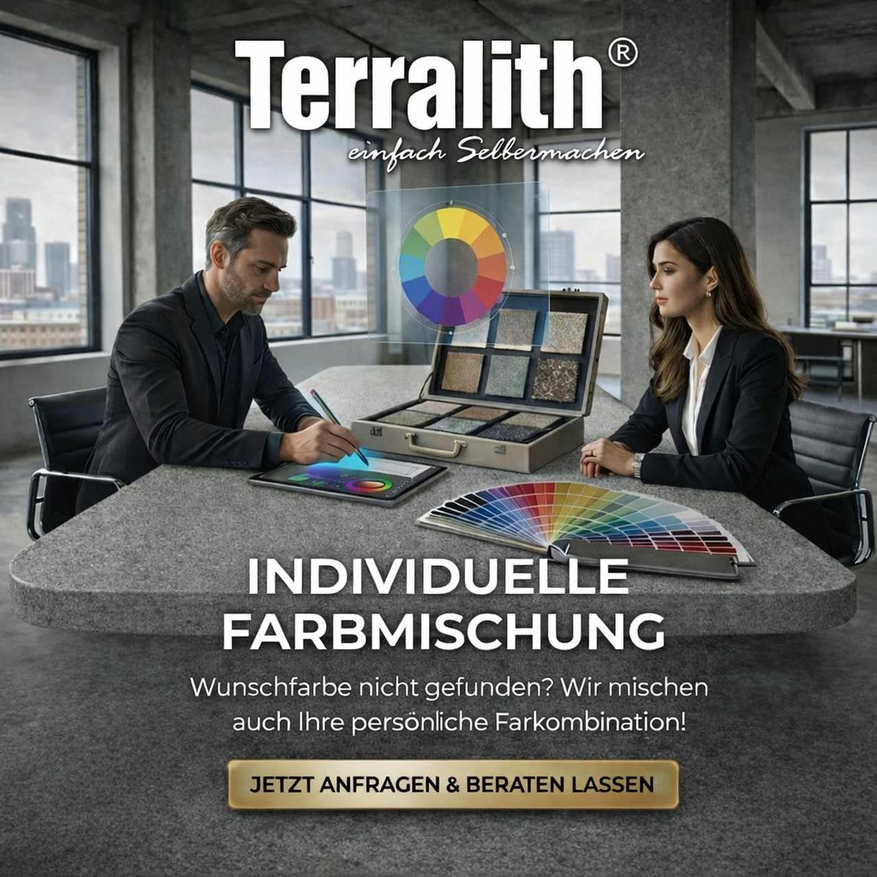 Terralith Buntsteinputz 14kg in hellgrau, Sockelputz für Innen und Außen mit Reinacrylat Bindemittel aus Naturstein, 1-2mm Körnung (BSP39)