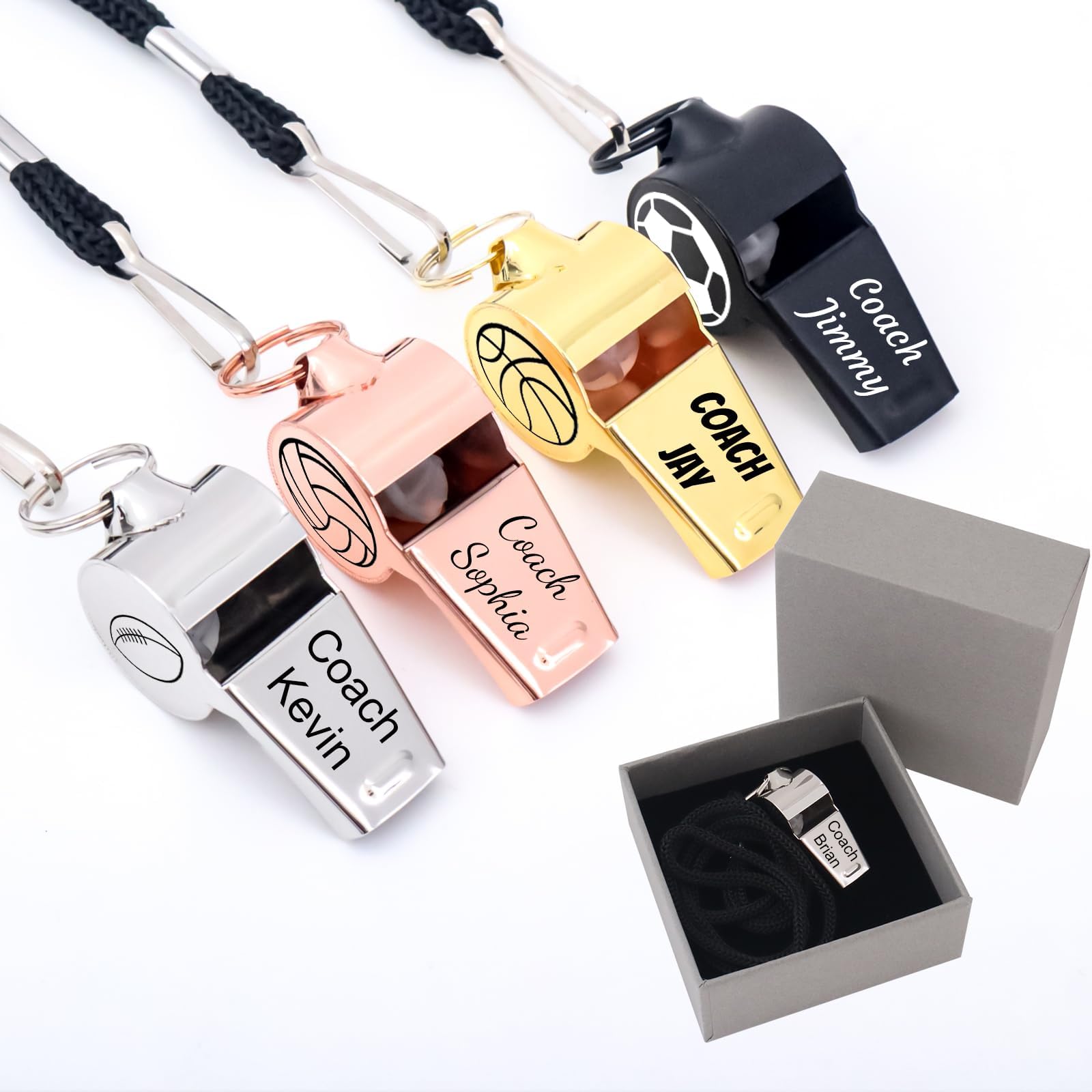 - Personalized Whistle Custom Name Whistle with Gift Box Engraved Text on Three Sides Customized Gift Whistle for Coach Referee Teacher Gift for Coach for Coach