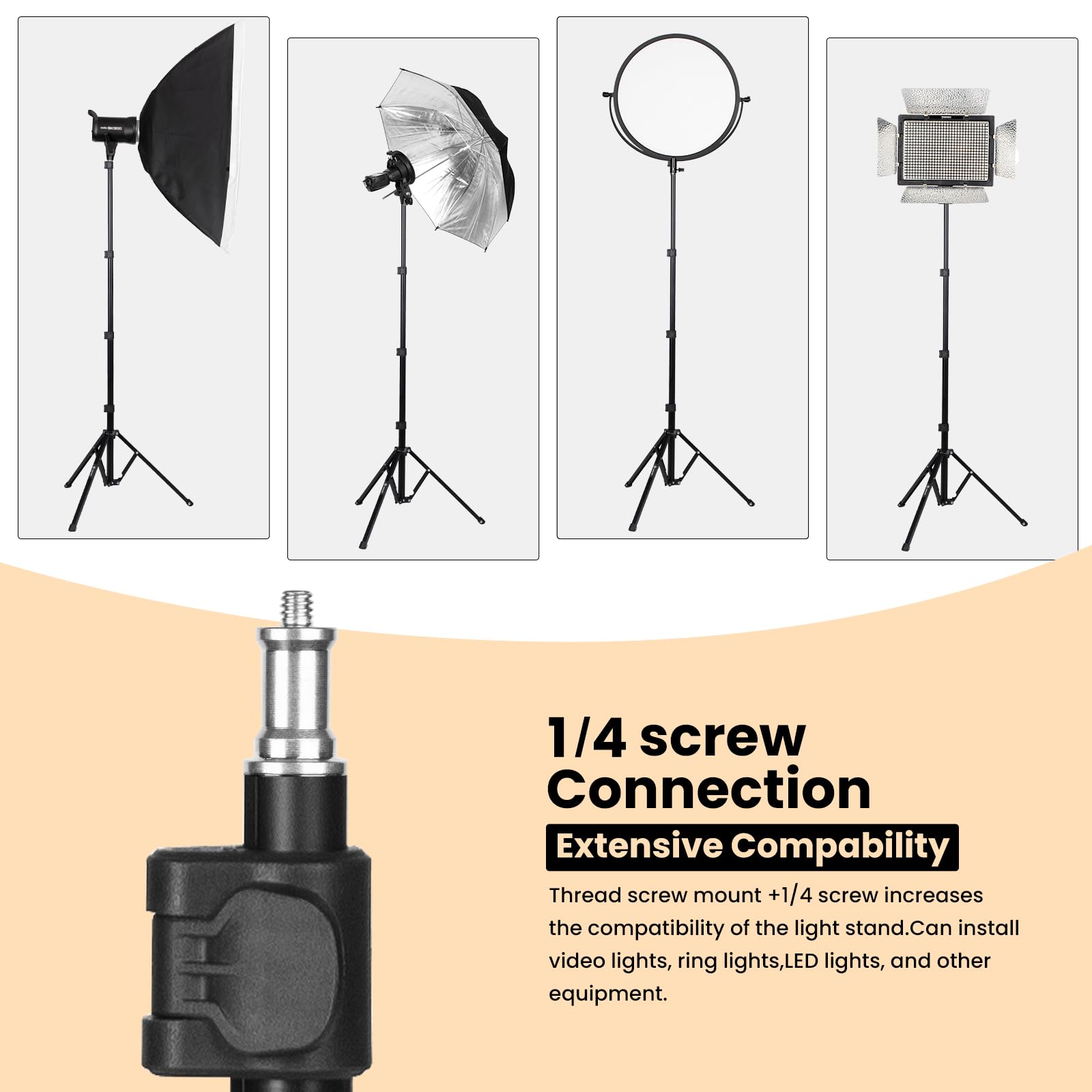 TARION Lichtstativ 180 cm Aluminium Lampenstativ Traglast 8 kg für Studio Outdoor Fotografie Ringlicht Blitzlicht mit Tragetasche(FL2009x2)