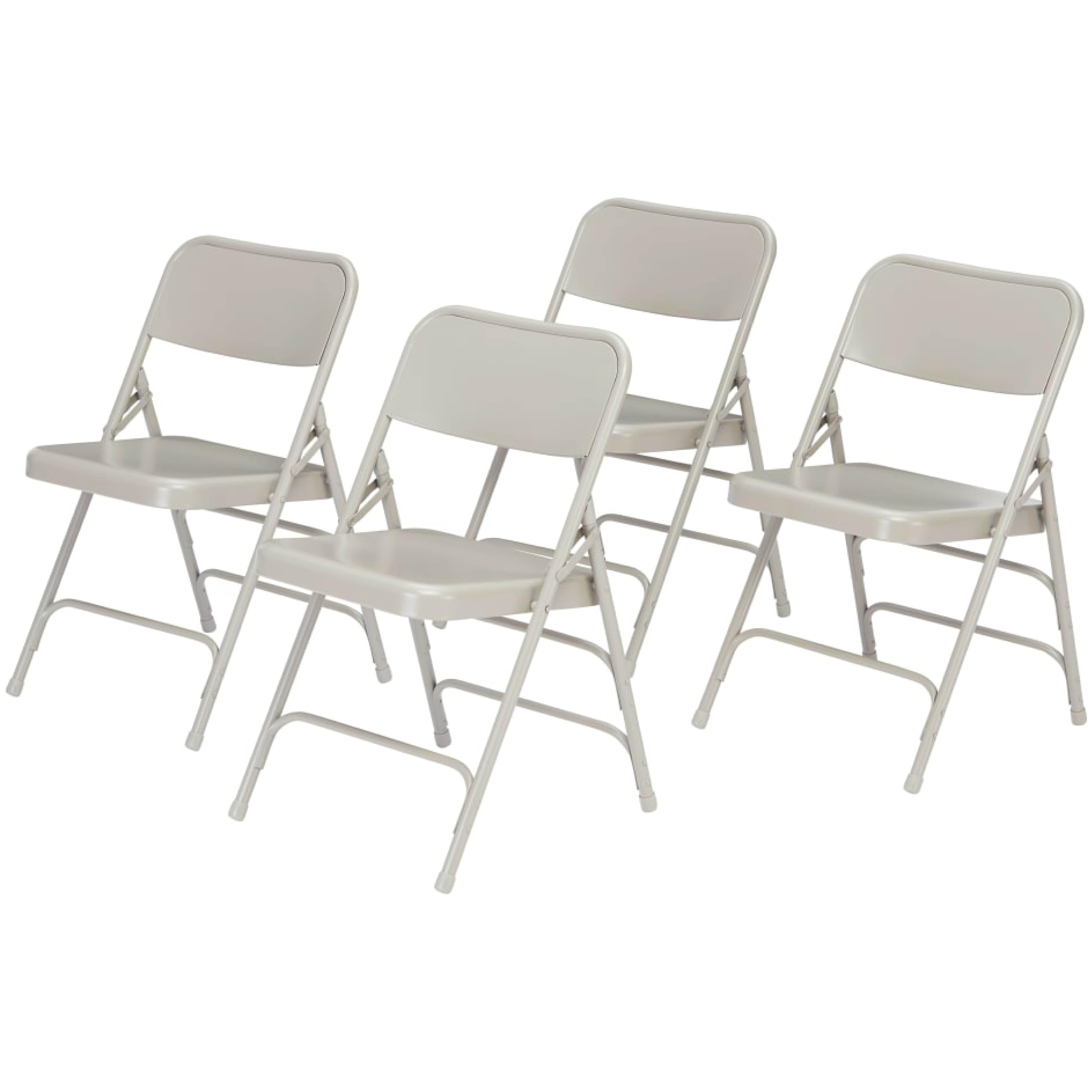 Steel Portable Folding Chairs by National Public Seating – 300 Series Premium Heavy-Duty Foldable Chairs for Indoor & Outdoor, Set of 4 – Comfortable, Durable, Institutional-Grade, Grey