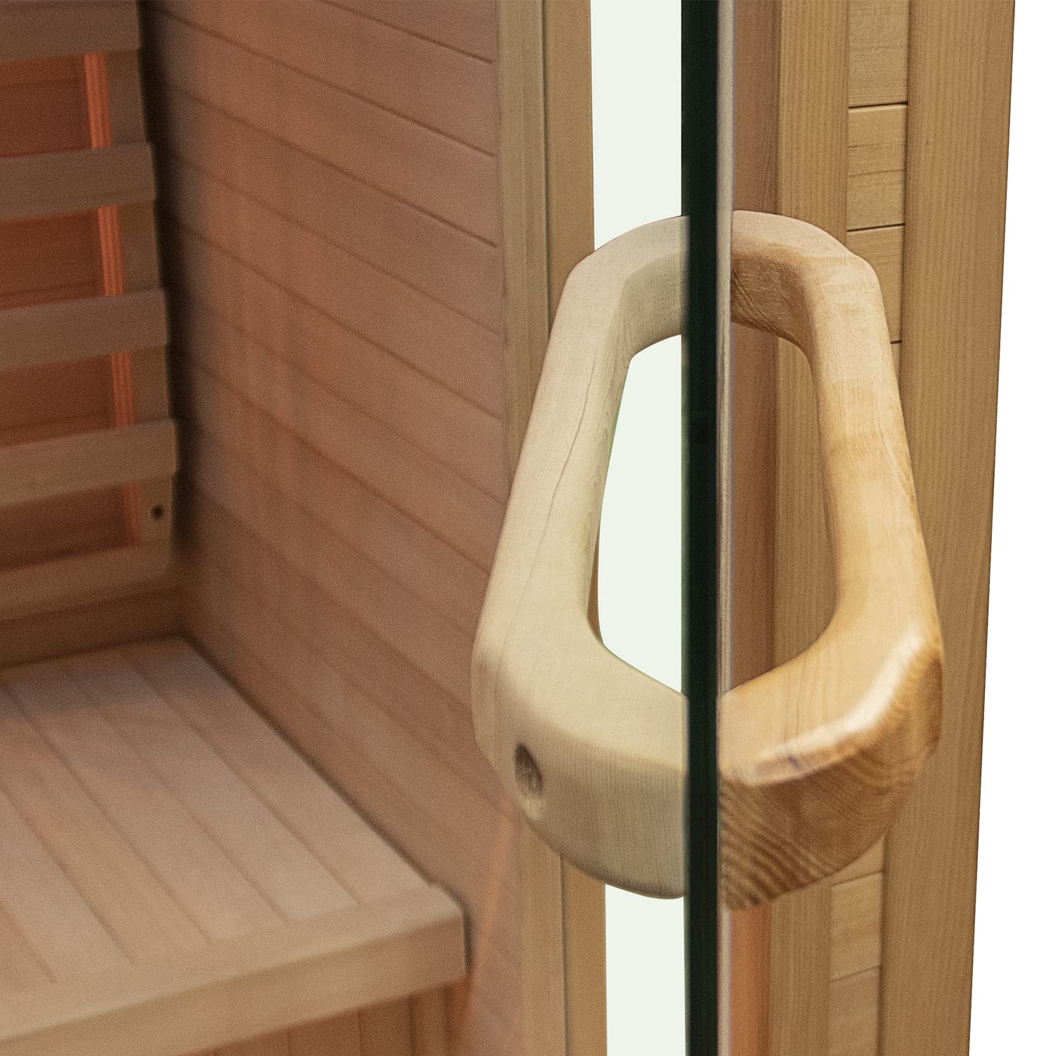 Dewello® Infrarotkabine Infrarotsauna Calgary 90cm x 90cm 1 Person inkl. Vollspektrumstrahler, Ionisator mit Aroma Therapie, LED-Farblichttherapie aus Hemlock Tannenholz
