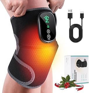 Cordless Knee Heating Pad, Newly 4 Vibration Motors Knee Massager, 3-in-1 Heated Knee Brace with 5 Heat Levels and 5 Massa...