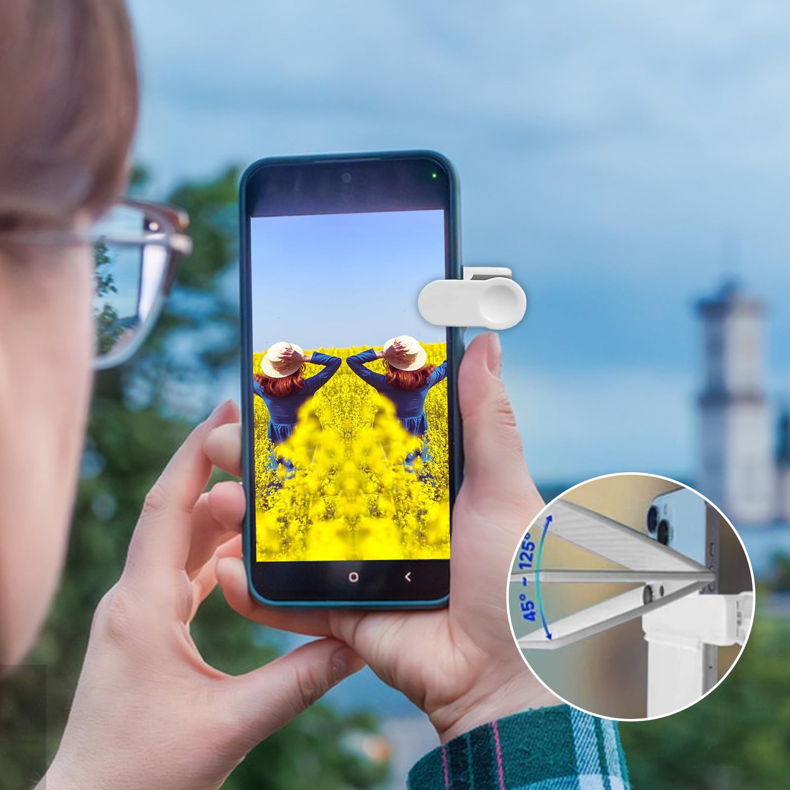 Spiegellinsen Telefon | Kamera -Reflexionsclip - Smartphone -Zubehör -Kit | Handy -Anhang Travel Camping Klettern Selfies Family Sammeln kreativer Inhalte Schöpfer Fotografie -Tool tragbar im Freien