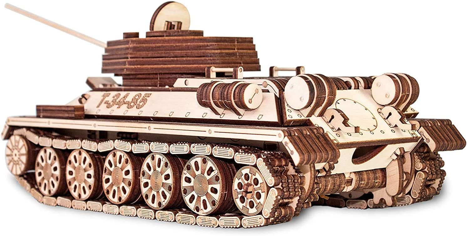 EWA Wind-Up Tank T-34-85 Top-Grade Plywood 3D Mechanical Model Construction Kit. Pre-Cut Design. DIY Assembly. 965 Pieces. Complexity level 4 out of 5. Suitable for 14+ Years - Image 5