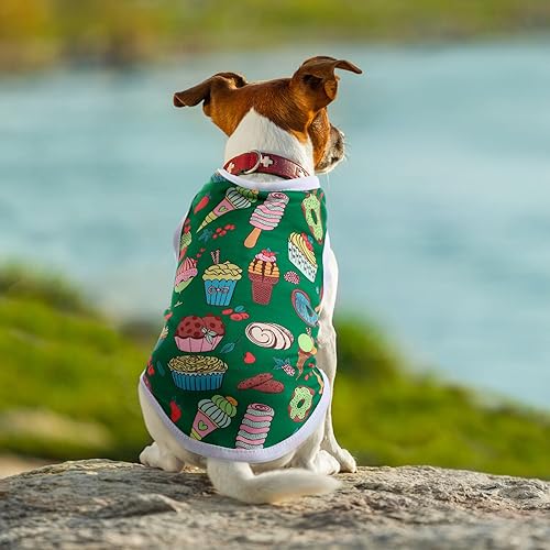 Vista 6 de Paterr 25 camisas para perro, ropa estampada para cachorros, camiseta transpirable de dibujos animados para perro, ropa suave para cachorros