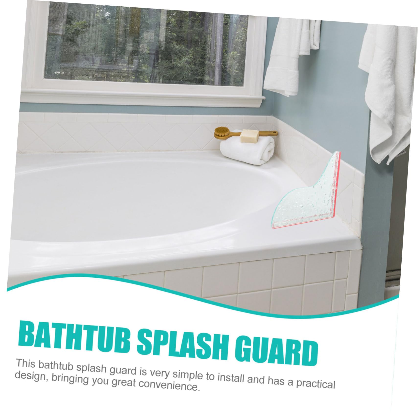 VILLCASE Bathtub Corner Splash Guard Acrylic for Bathtub and Washbasin Easy Installation and Design for Preventing Water Splashing