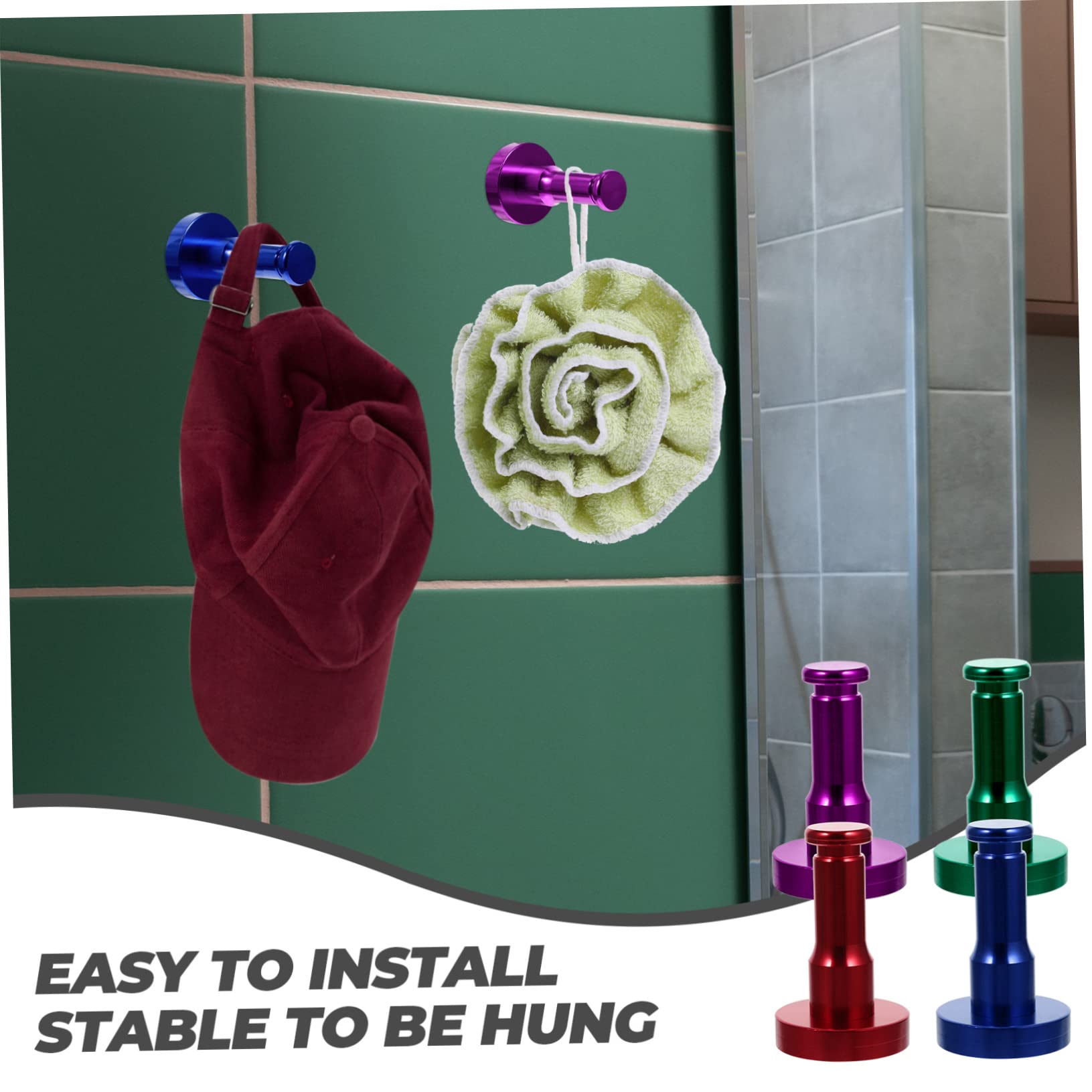 VASDEV 12 juegos de toalleros de gancho de aluminio espacial para puerta de baño, ganchos para colgar abrigos, ganchos para abrigos montados en la pared, ganchos para toallas, ganchos de