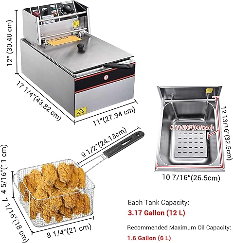 Miniatura 9 de WeChef freidora eléctrica de inmersión para encimera, con tapa, con tanque extraíble, para cocinar papas fritas, para el hogar, la cocina, para uso