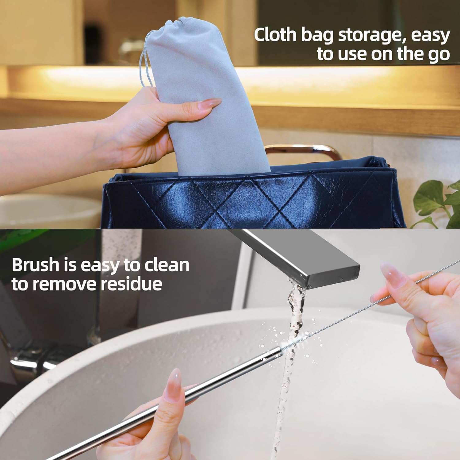 40 oz Stainless Metal Straws for 40 oz Stanley Tumbler, 6Pcs Reusable Straight Long Steel Straws with 12 Silicone Tips and 2 Straw Cleaning Brushes(6Color2, 40oz) - Image 7