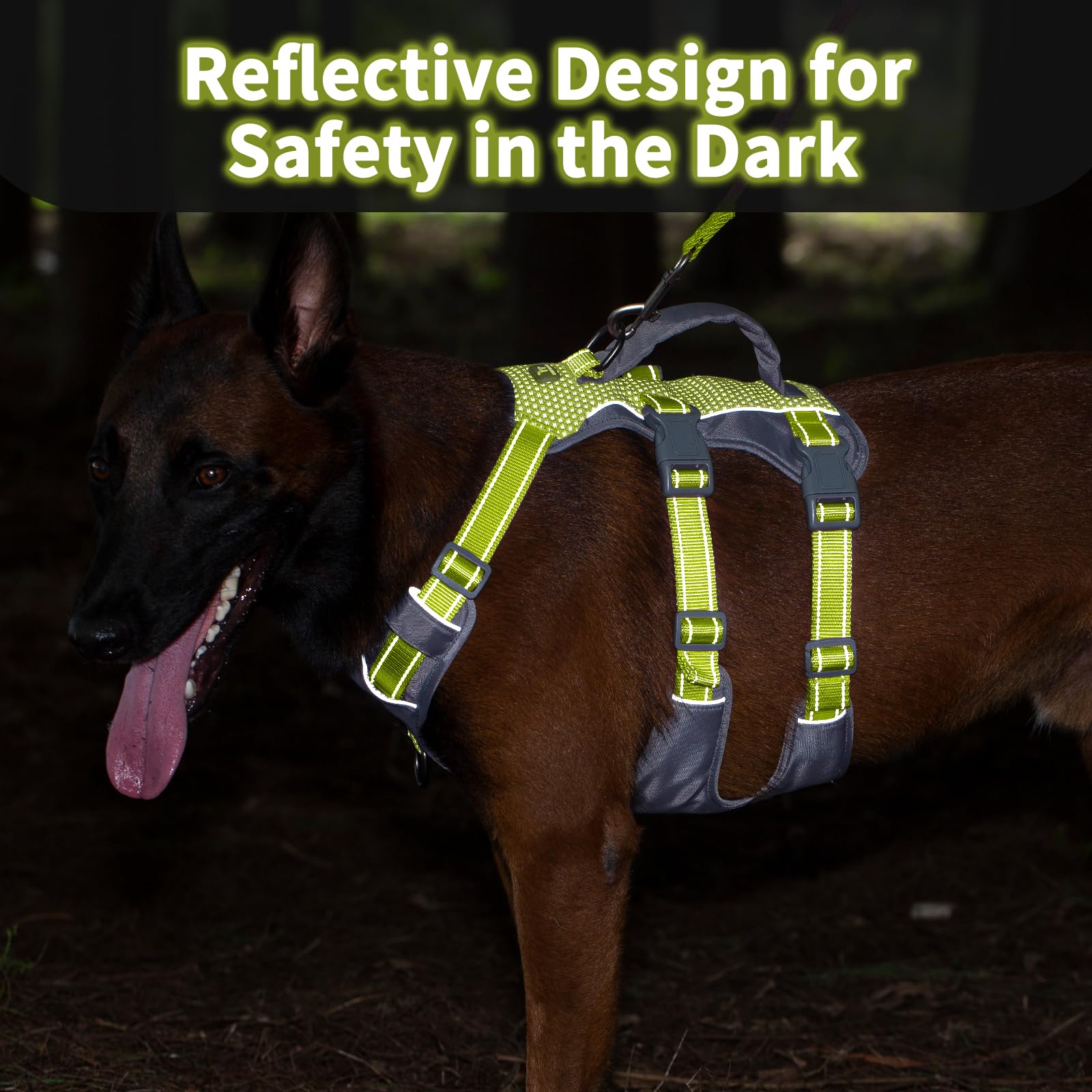 Huntboo Escape Proof Dog Harness Medium, Anti-Pull Dog Harness with Handle, Breathable, Adjustable, Reflective Dog Harnesses - Image 3