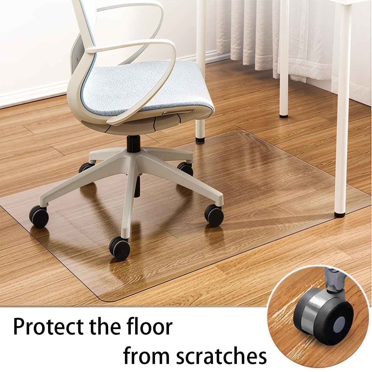 Protector de Suelo Transparente, 1.5mm Alfombra Protectora para Silla de Oficina, Resistente a los arañazos, Antideslizante, para Oficina, Parquet(Escarchado,60cmx180cm)