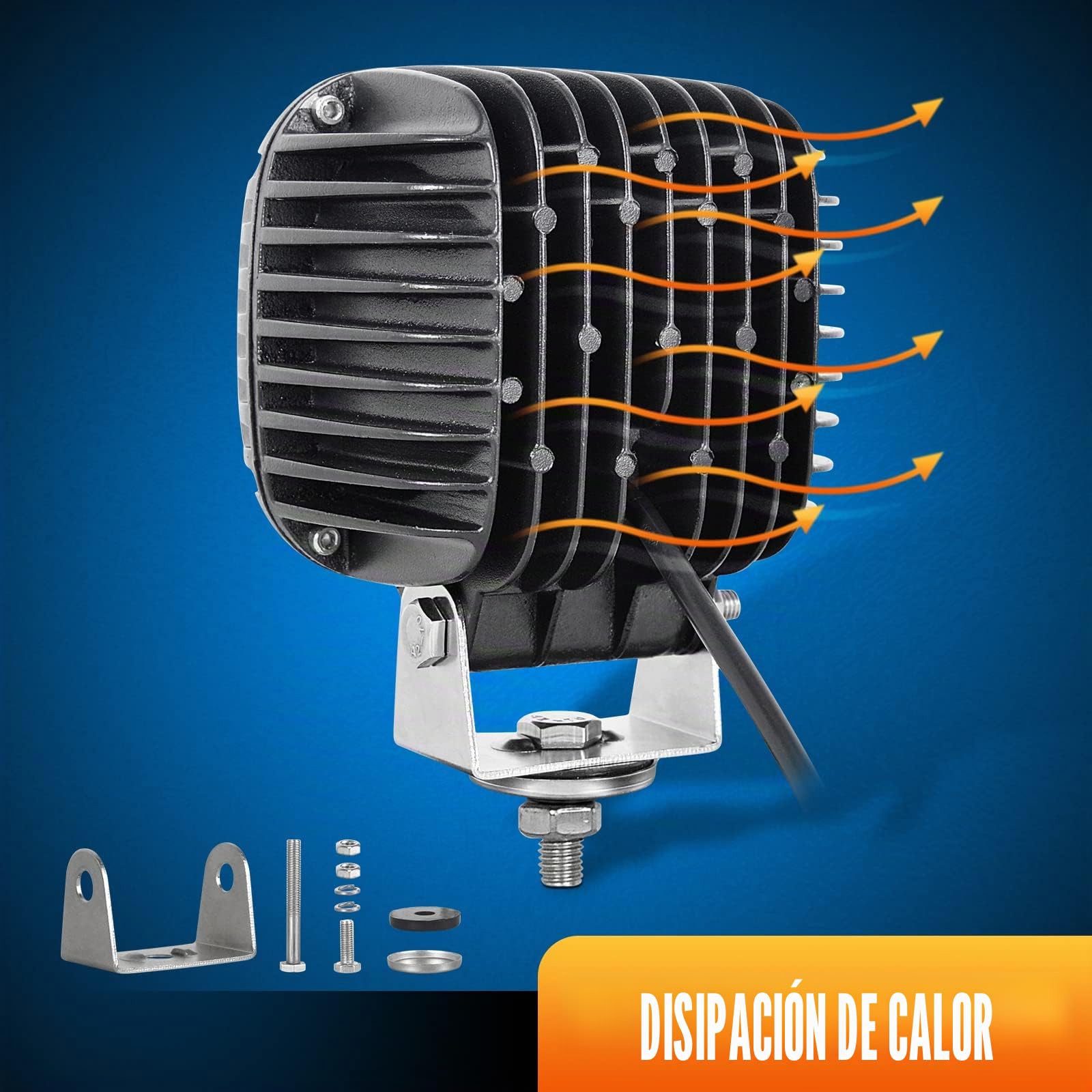 RIGIDON 2 Pcs cuadrado faros de trabajo led, 5 Pulgadas 48W Barra de luz led 12V 24V Spotlight Impermeable para Tractor Camión Coche Todoterreno 4x4 ATV SUV Vehículo, 6000K Blanco faros antiniebla