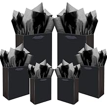 Gcardist Black Gift Bags with Tissue Paper Mulit Assorted Sizes 10PCS Present Birthday Bags2pcs Large 13", 4pcs Medium 9", 4pcs Small 6", Tissue Paper