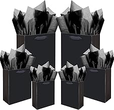 Gcardist Black Gift Bags with Tissue Paper Mulit Assorted Sizes 10PCS Present Birthday Bags(2pcs Large 13", 4pcs Medium 9", 4pcs Small 6"，22pcs Tissue Paper)