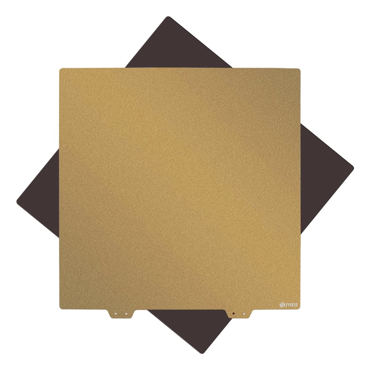 FYSETC 3D Printing Build Platform CR10 S5 Flexible Spring Steel Sheet 510x510mm/20x20in Double Sided Textured Pei Powder Coated Gold Build Plate with Sticker Base Compatible with CR10 S5