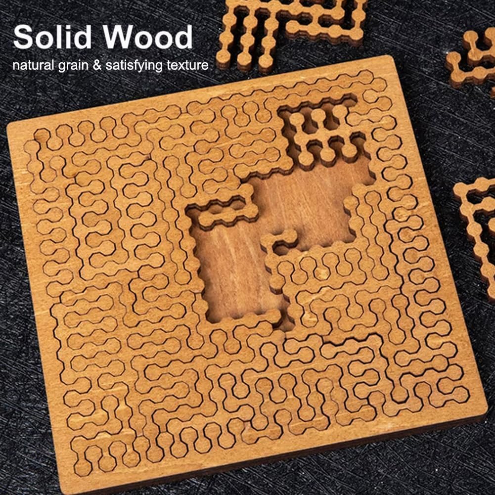 Puzzle Fractal En Bois Massif – Formes Irrégulières (Cloud, Square, Chain, Triangle), Jeu De Réflexion Inversé Sans Image, Cadeau Adulte