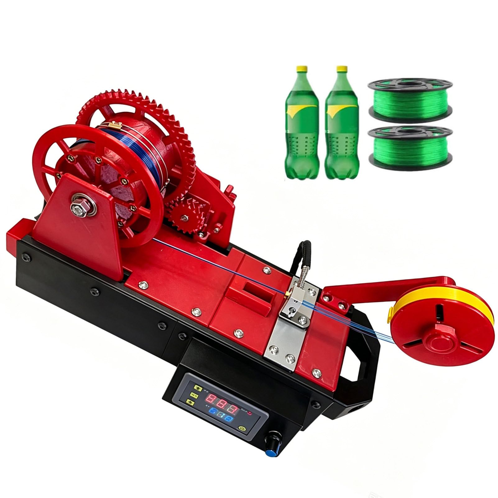 Pvxa Recycled PET Bottle Recycler, 3D Printed Bottle Recycler, Desktop Filament Extruder Machine, Pultruded 3D Filament from Plastic Bottles, for Families, Small Studios Red