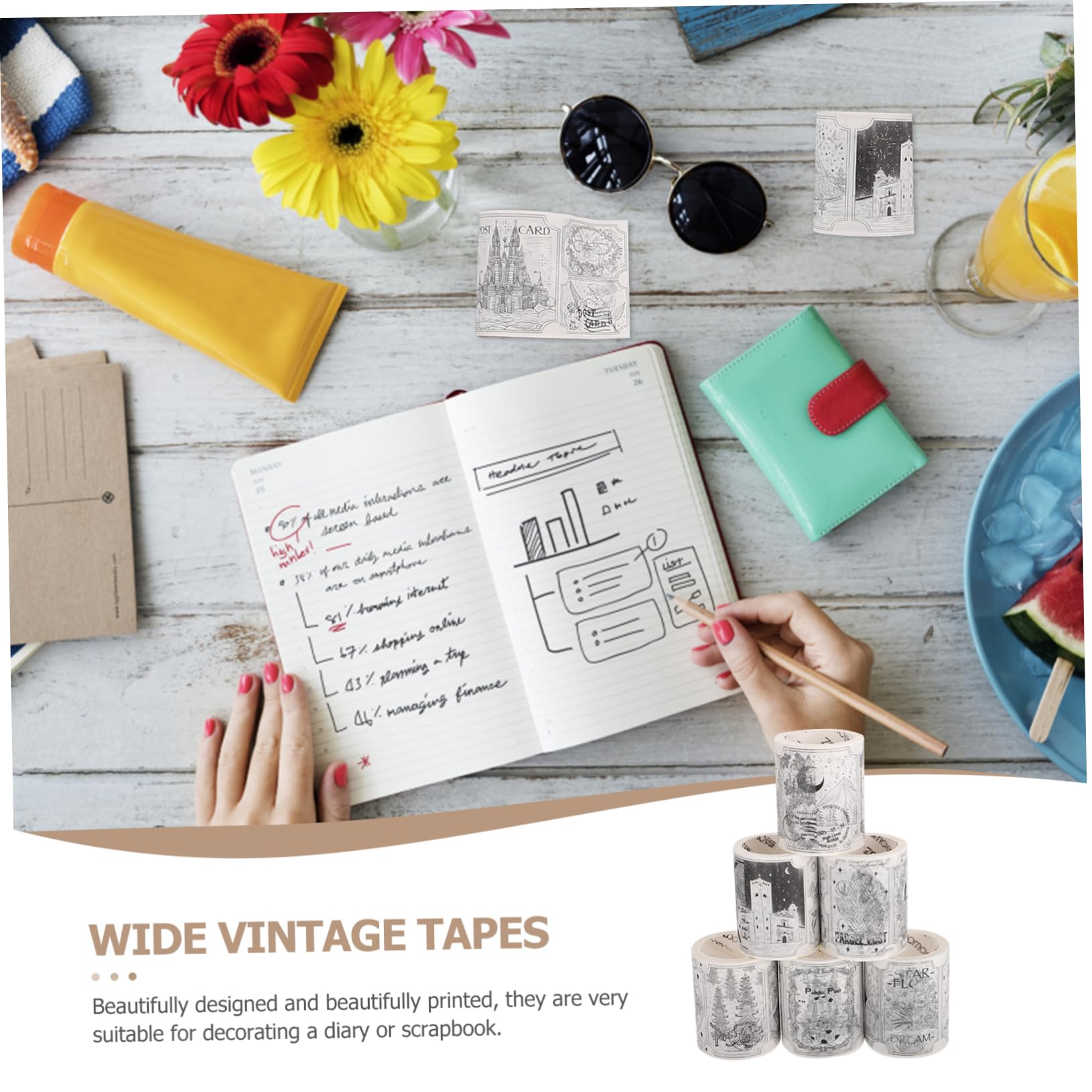 LALAFINA 18rollen Washi Tape Pflanzen Design Dekoratives Klebeband Für Scrapbooking Bastelprojekte Und Journaling Zufällige Stilvarianten