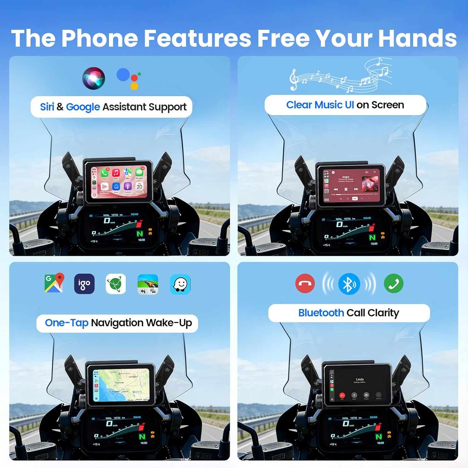 WonVon Motorcycle CarPlay Compatible with BMW F 750 800 850 900 GS, R 1200 1250 1300 GS RS 5" IPS GPS Navigation Wireless Apple CarPlay Android Auto, Bluetooth Audio IP69 Waterproof Music Sharing 7 71Y20JMetaL. AC SL1500