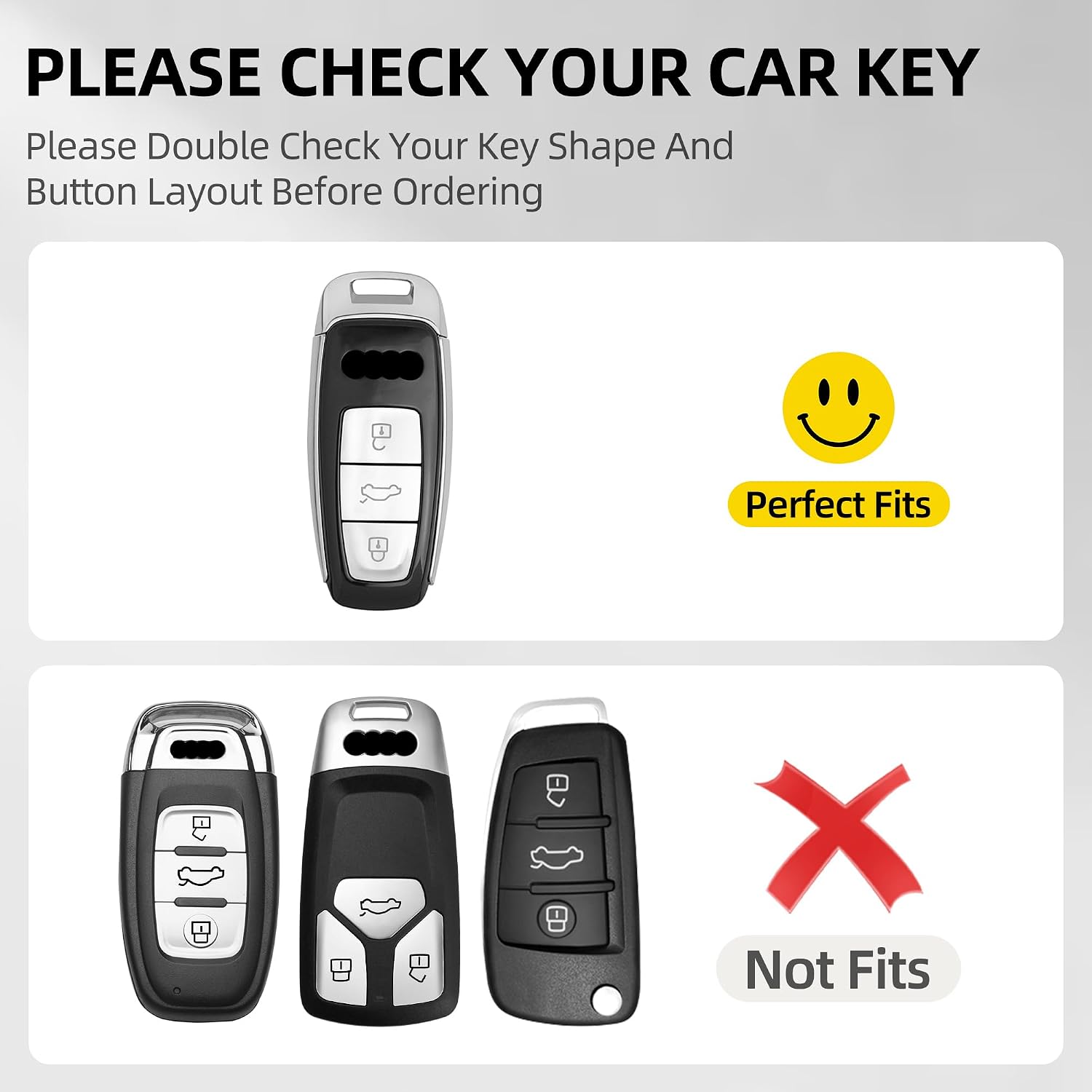 GripKeyShell™ for Audi Key Fob Cover, Leather + Soft TPU Car Key Case with Keychain Fit with A6 7 8 Q8 E-Tron S6 7 RS7 SQ7 R8 image 2
