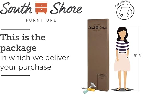 Miniatura 7 de South Shore Fusion - Cabecero para librería, color blanco puro, contemporáneo