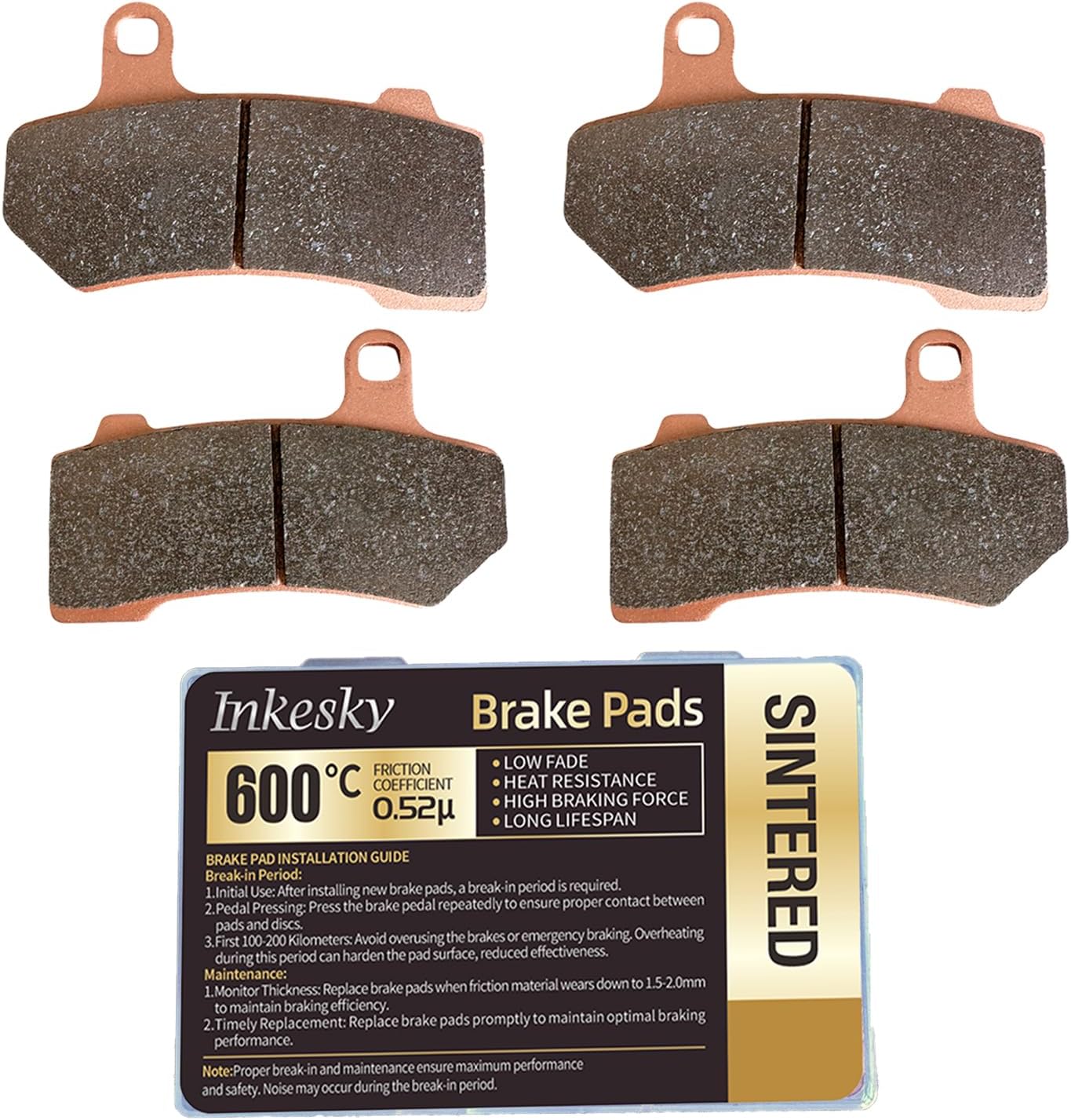 Sintered Brake Pads Compatible with Harley Davidson Touring Family (2008 later+) and V-Rod (2006 later+), 2 Sets