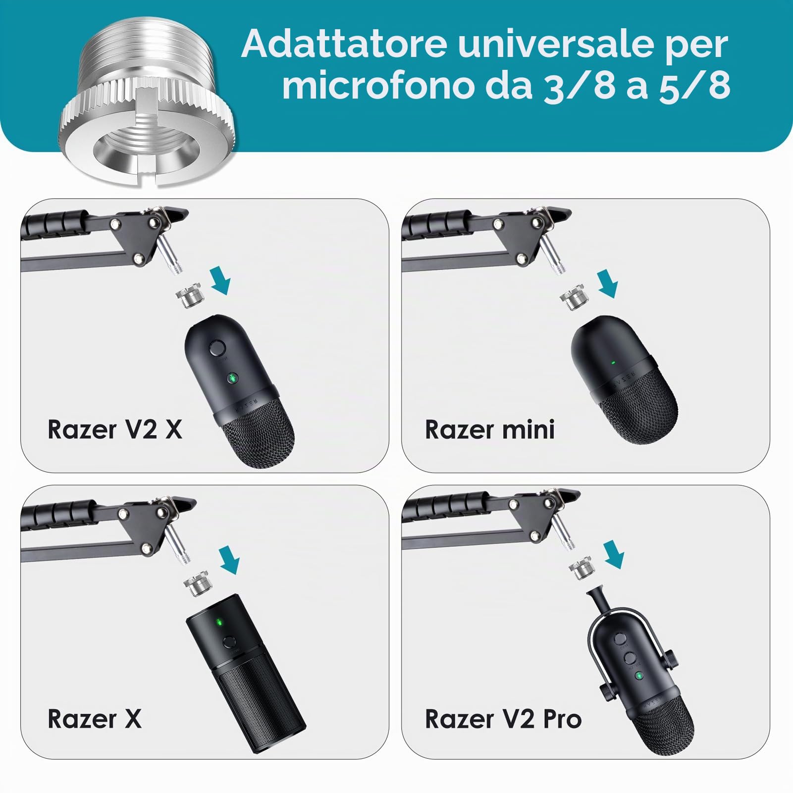 Razer Seiren V2 X Supporto per Microfono - Compatibile con Seiren V2 Pro, X, Mini, V3 Mini USB Mic per Streamer by YOUSHARES