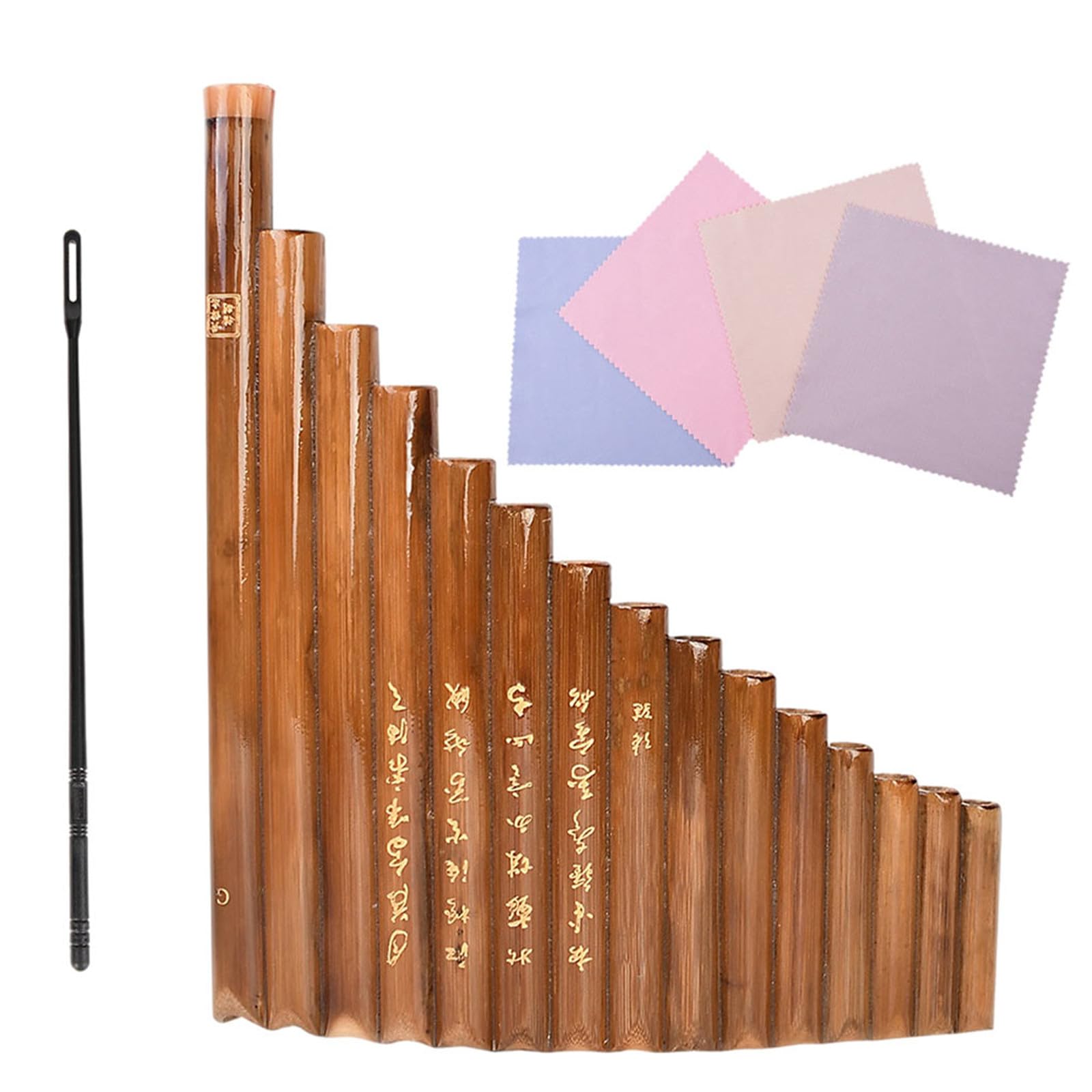 Générique Flûte de Pan Traditionnelle Résistante à L'usure en Bambou Marron, 15 Tubes, Facile à Jouer Couleur Aléatoire Plusieurs styles Instrument de Plusieurs styles