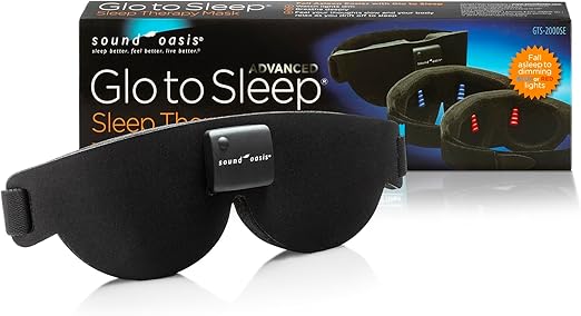 Advanced Glo to Sleep Eye Mask, Nighttime Adult Sleep Aid for Men & Women, Deep REM Sleep, Relaxation, Red & Blue Lighting, Patented Sleep Enhancement Technology Helps You Fall Asleep Quickly.