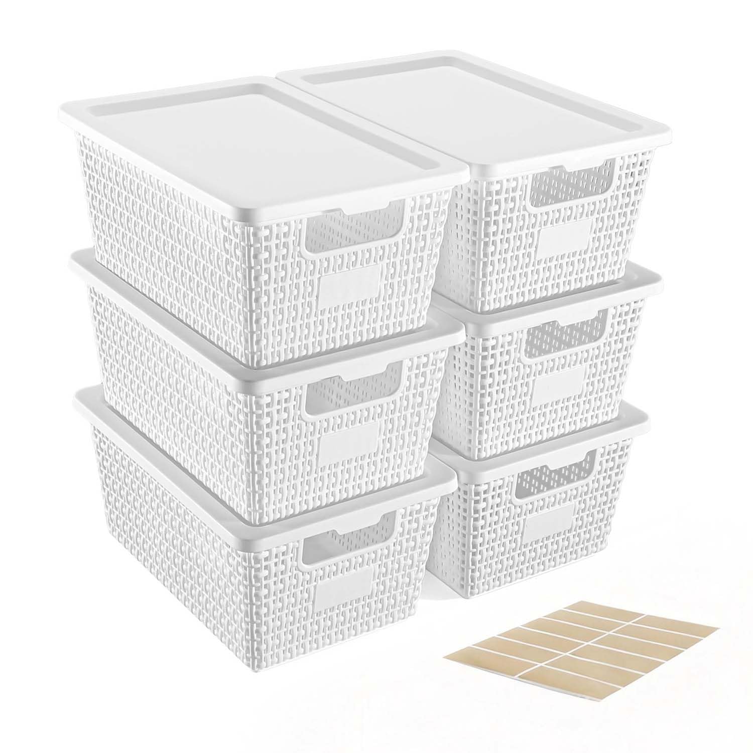 VEGITERIA Plastic Storage Baskets with Lids [6-Pack] – 30% Off (Now...
