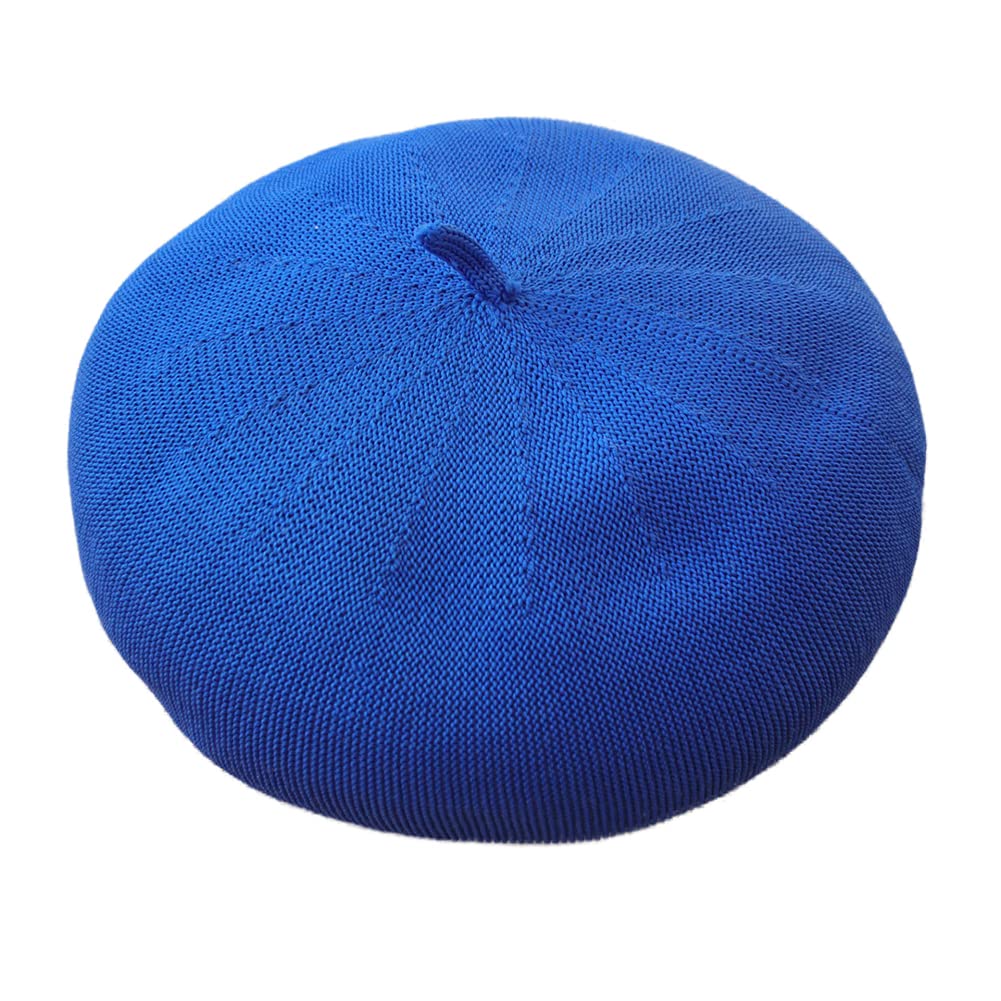 JOYHY Women's Summer Breathable Knitted Large Head Artist French Beret Hat Royal Blue