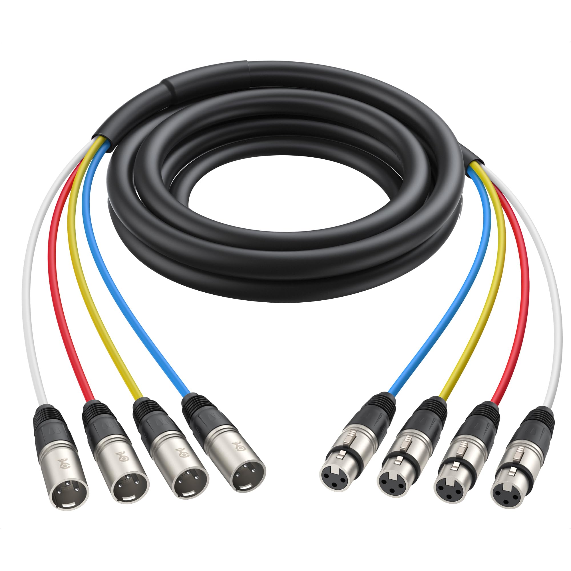 Cable Matters 4-Channel XLR Male to Female Snake Cable/XLR Snake Cable - 6ft, Professional Audio Connectivity with Shielding and Color-Coded Channels