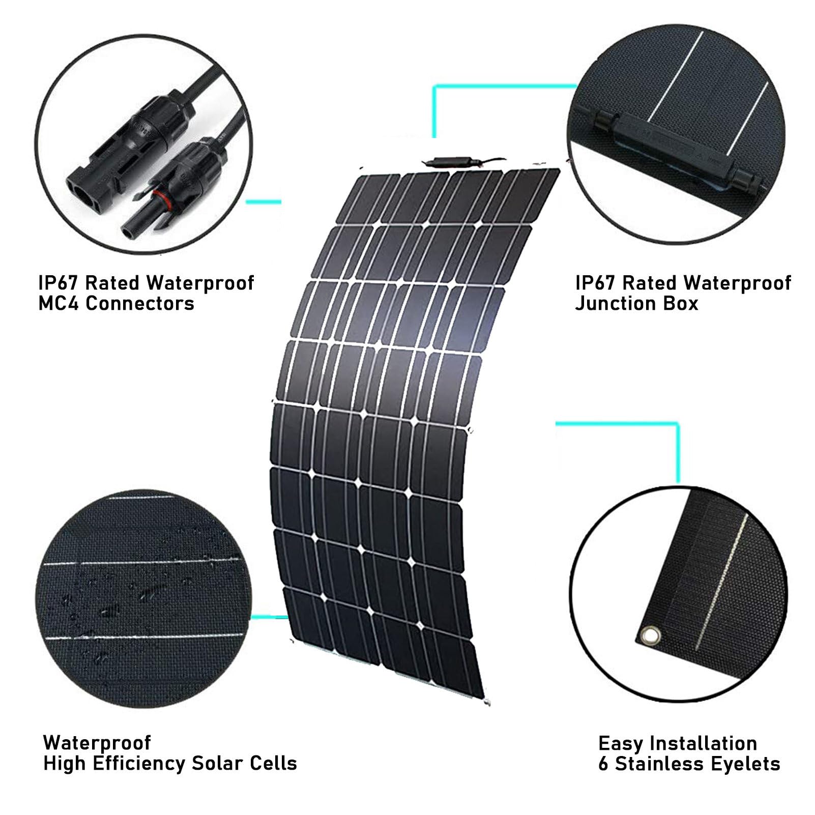 Kit Pannello Solare, Pannello Solare Flessibile 200 W/800 W, Kit Sistema Solare, Batteria Modulo Fotovoltaico, Caricabatteria Solare da 18 Volt con Controller 40a per Roulotte Dome