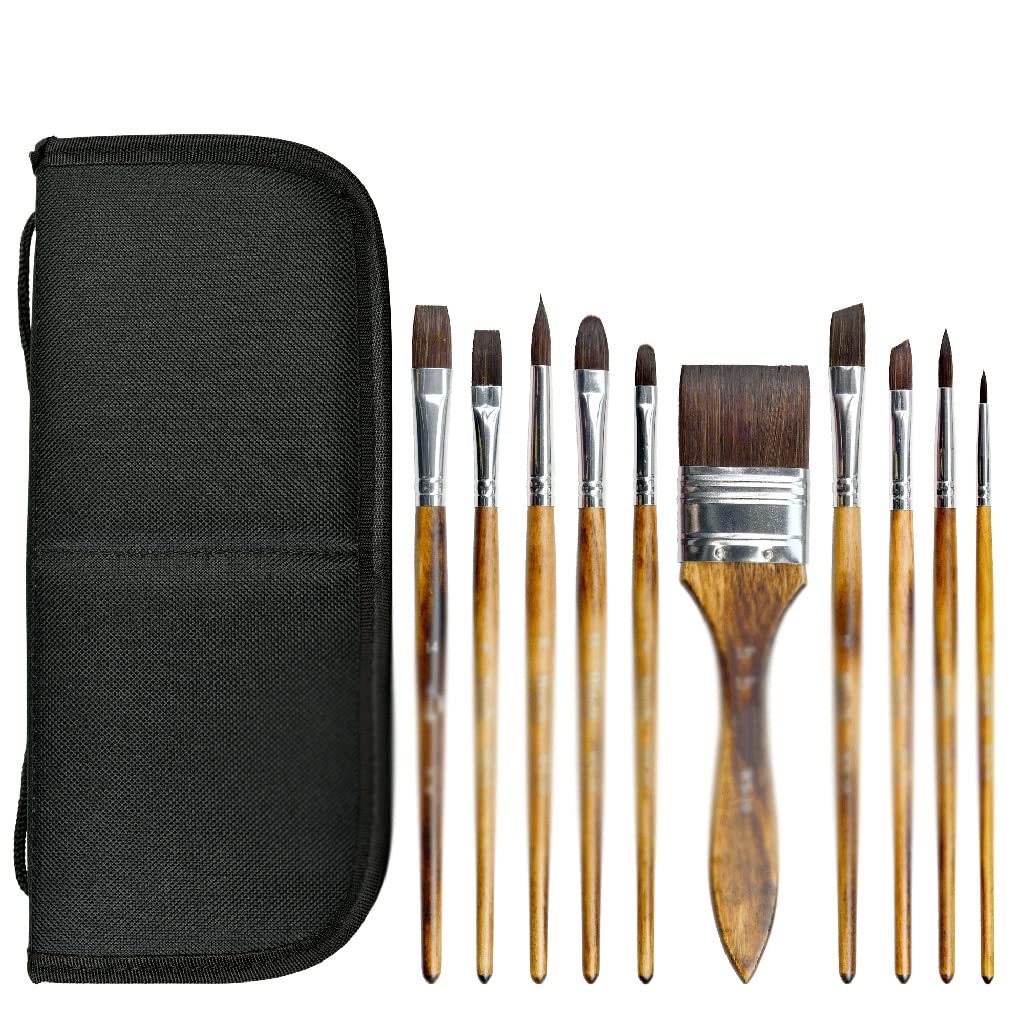 XBTGS Mango de madera para el pelo, acuarela, acrílico, suministros de arte para artistas con pinceles, D-1, D-1