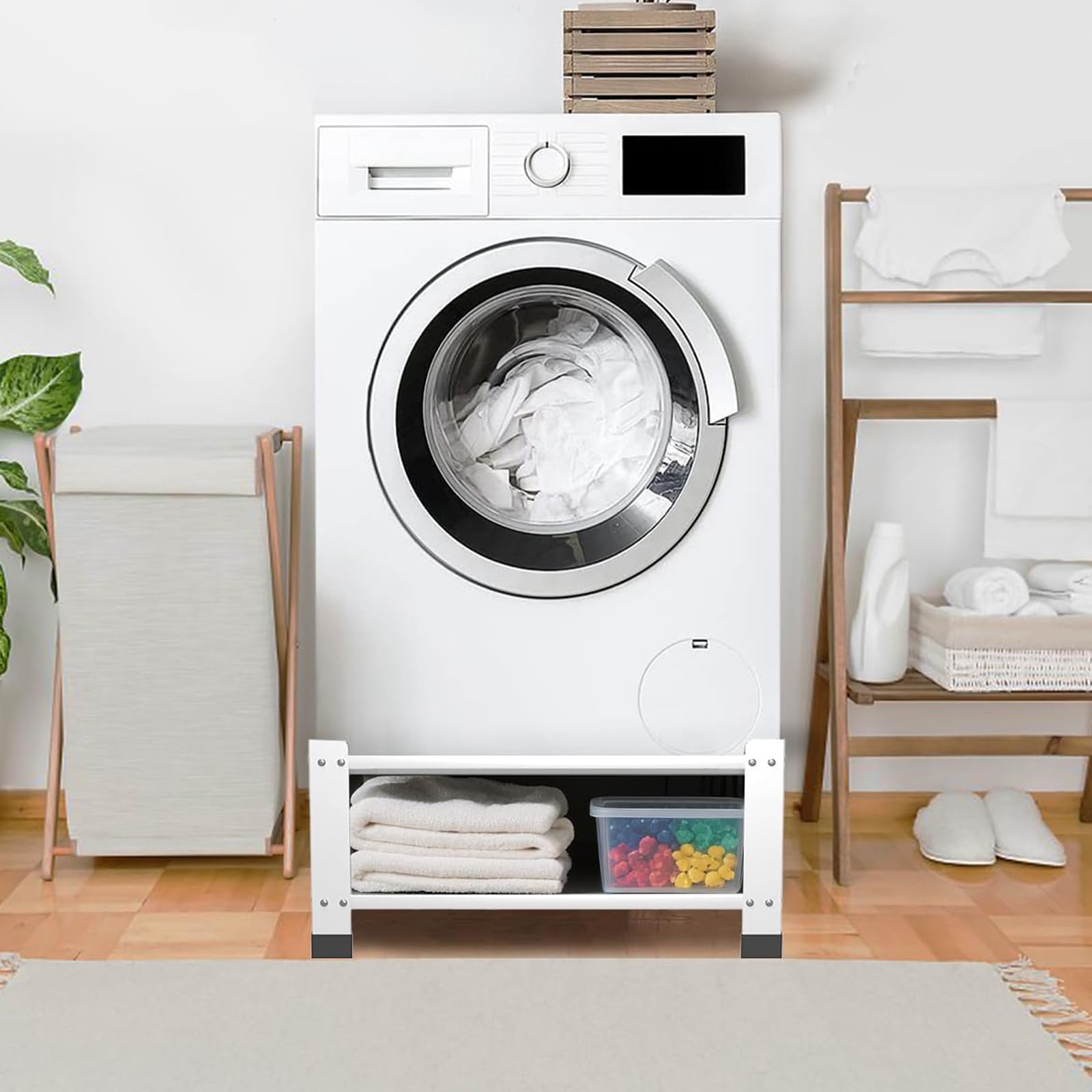 Washer and Dryer Pedestal with Storage Shelf,28.3" Lx28.3" Wx14" h,800Lbs Capacity, Heavy Duty Steel Multi-Functional Base for Washing Machine,Washer and Dryer Stand Universal Platform -2PACK
