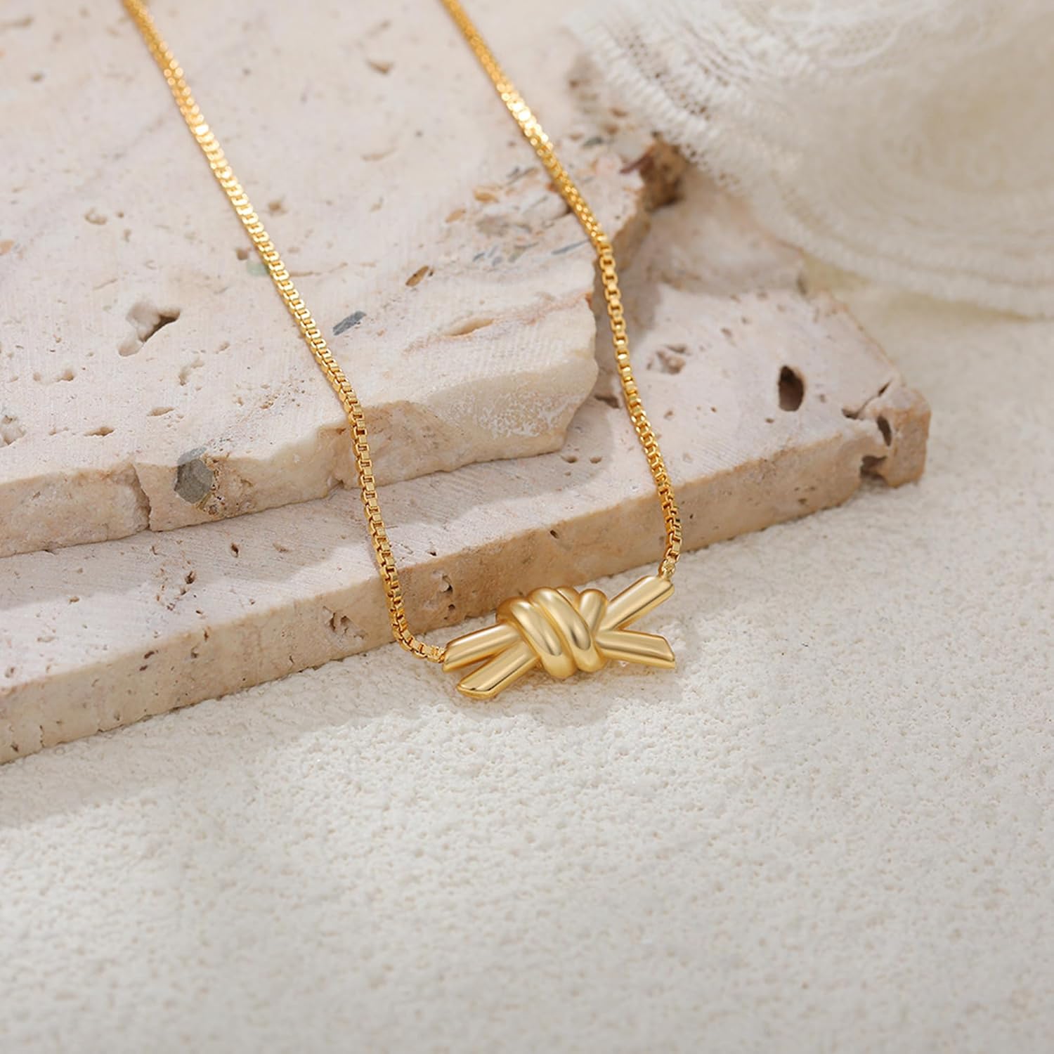 Gold Knot Pendant Necklace for Women Dainty Gold Necklace Love Knot Necklace Statement Jewelry - Image 7